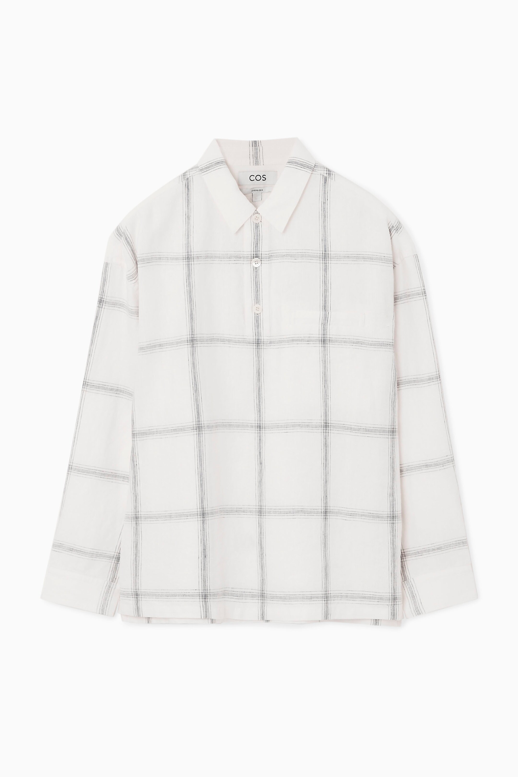 View larger image: OVERSIZED CHECKED HALF-PLACKET SHIRT - WHITE / CHECKED - Men | H&M GB 1
