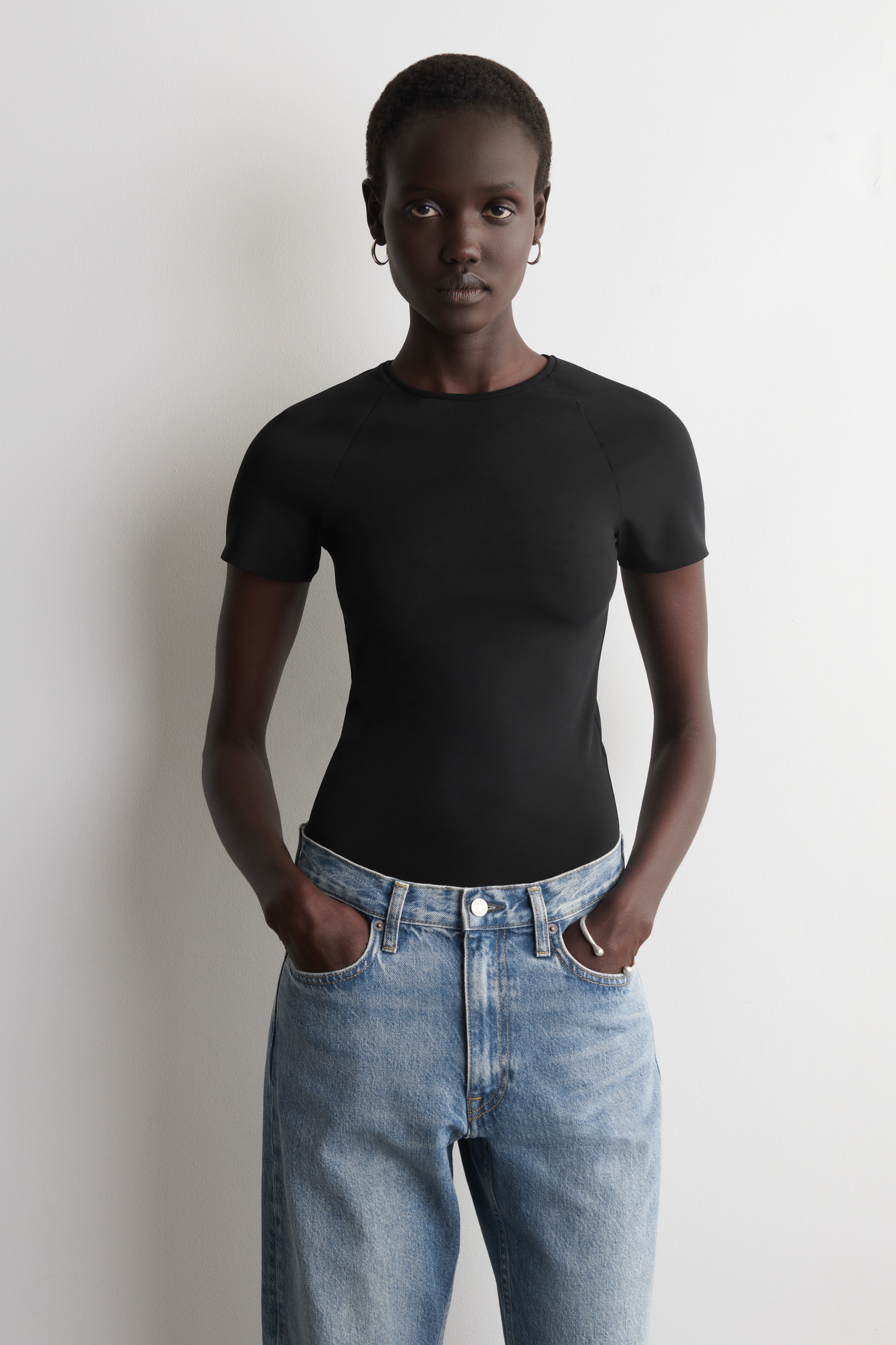 T-SHIRT SLIM EN JERSEY - NOIR/BLANC