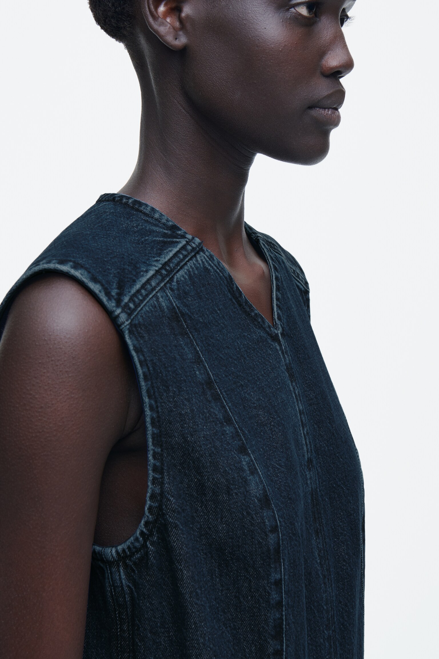 ABITO MIDI IN DENIM A VITA BASSA - BLU - 6