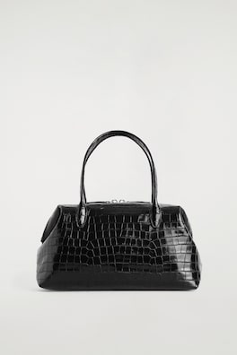 MONTMARTRE BOWLING BAG - CROC-EFFECT LEATHER — BLACK 7