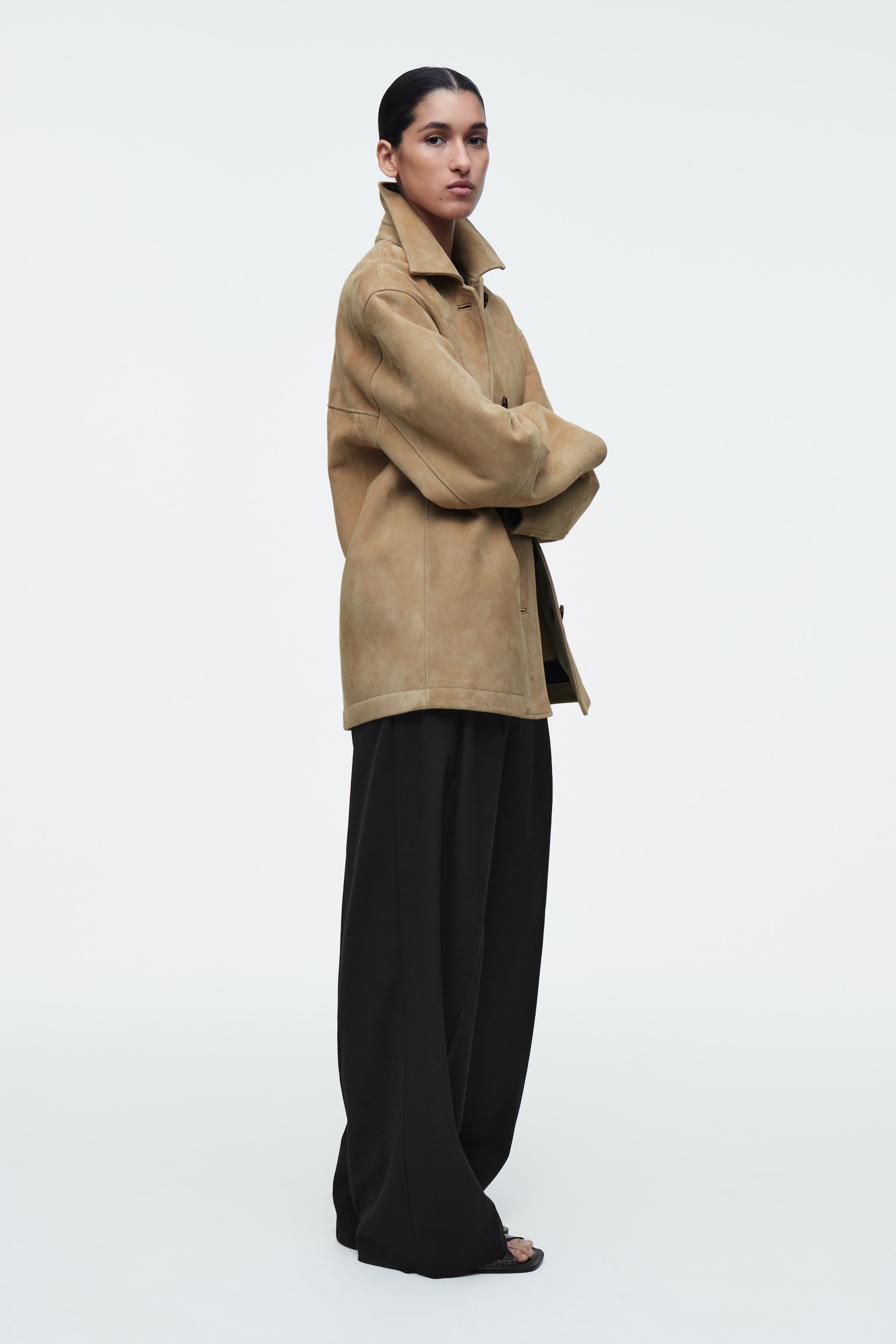 VESTE À COL EN DAIM - SABLE - 6