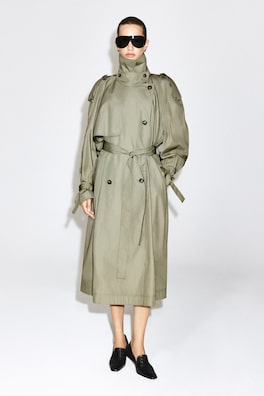 mock-NECK COTTON TRENCH COAT — LIGHT KHAKI 1