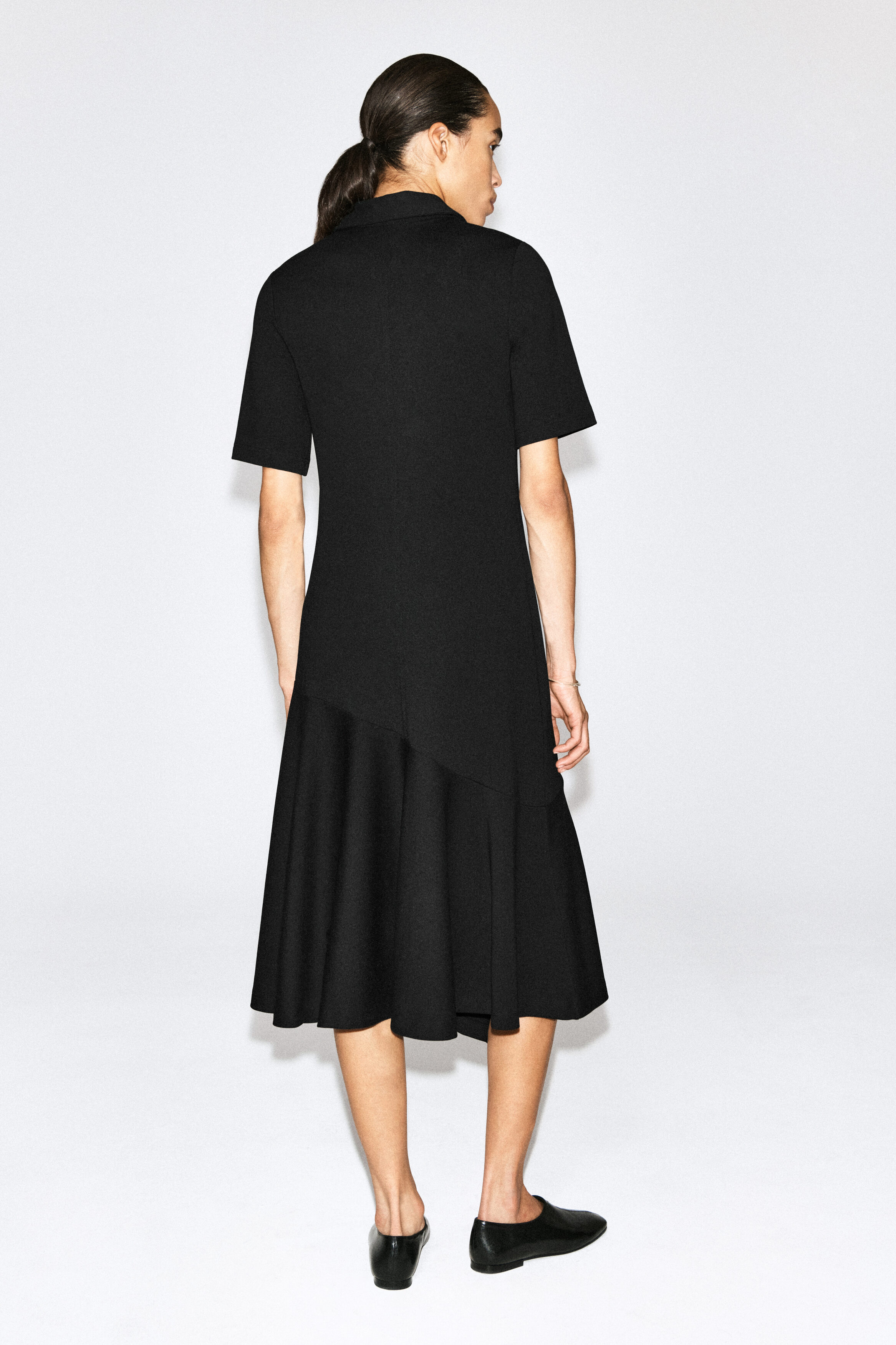 FLARED JERSEY MIDI SHIRT DRESS - thumbnail 5