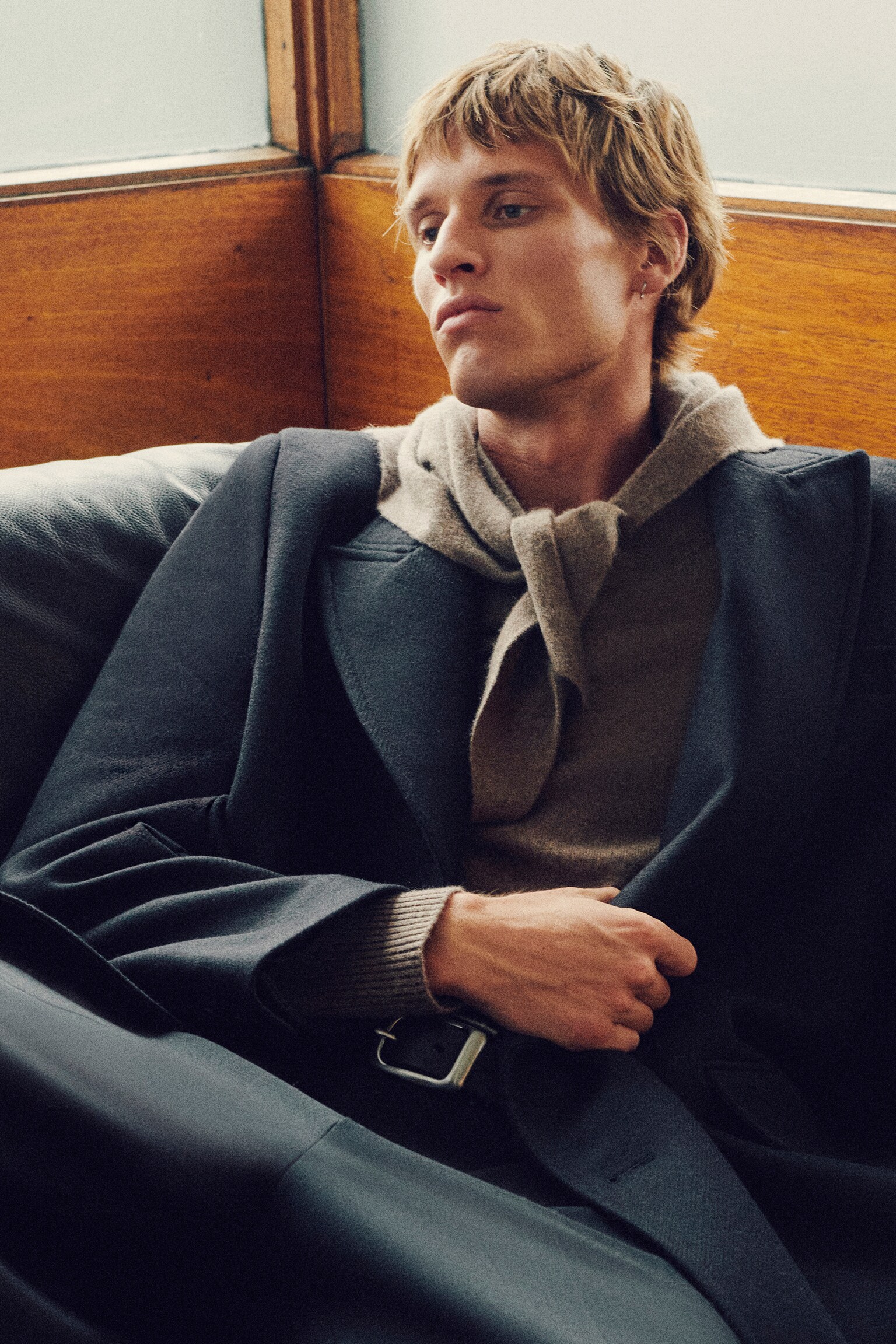 SCIARPA A TRIANGOLO IN CASHMERE - MARRONE CHIARO/NERO - 5