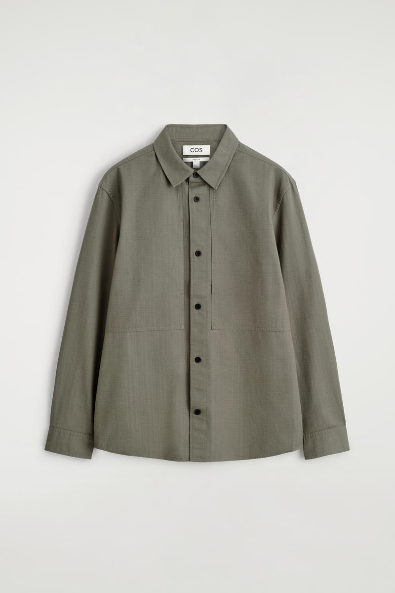 Cos Pocket-detail Cotton Shirt In Verde In Green