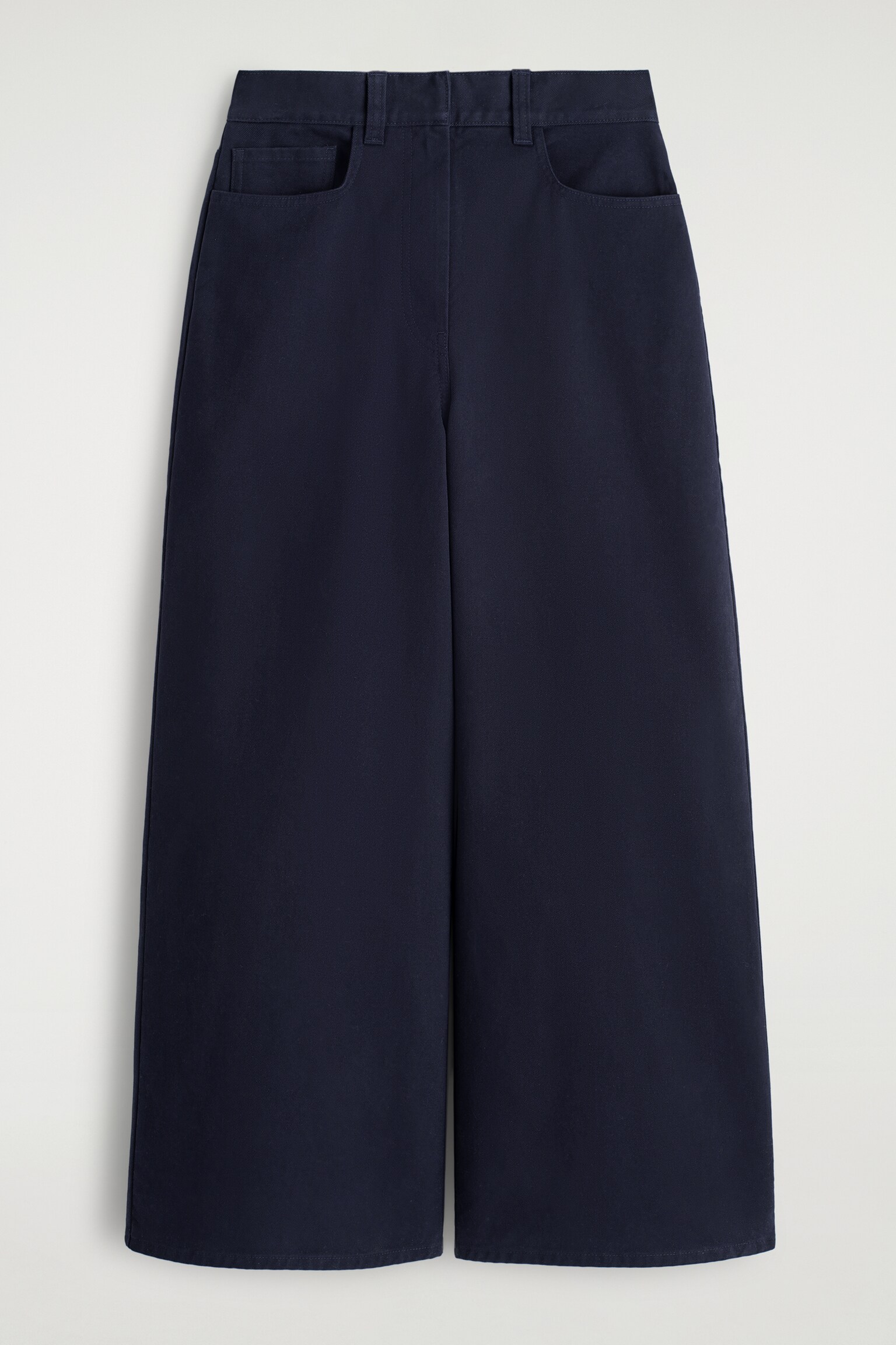 COTTON CROPPED WIDE-LEG TROUSERS - NAVY/CAMEL - 2