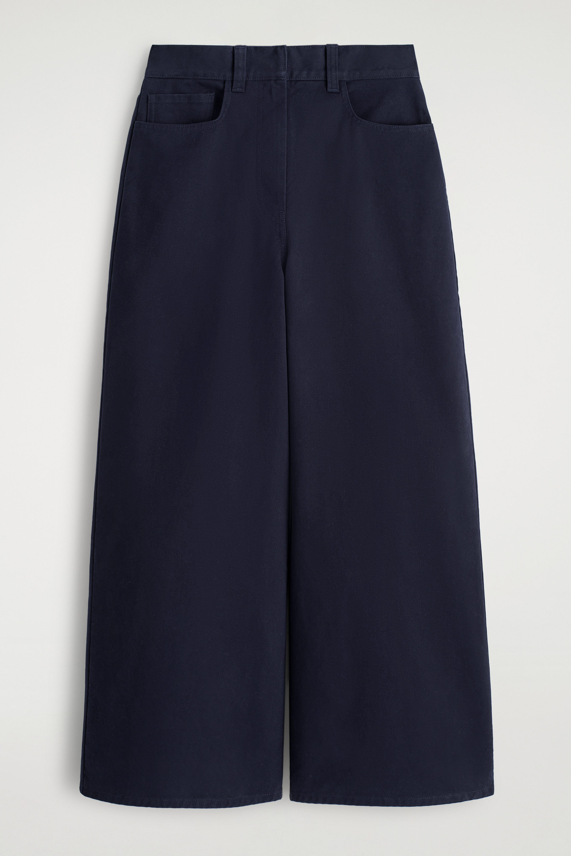 COTTON CROPPED WIDE-LEG TROUSERS - NAVY | COS