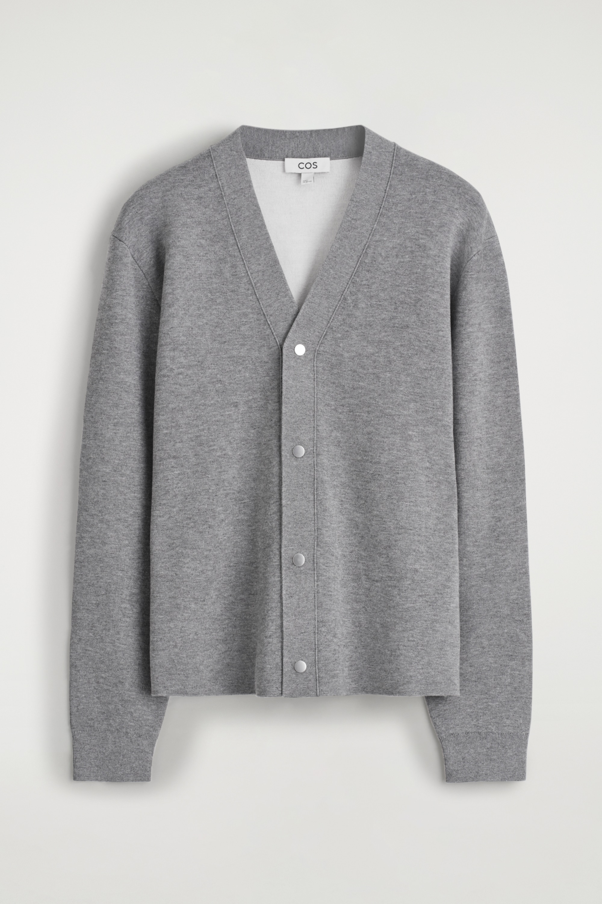 CARDIGAN IN MAGLIA DOPPIO STRATO - GRIGIO MÉLANGE/NERO