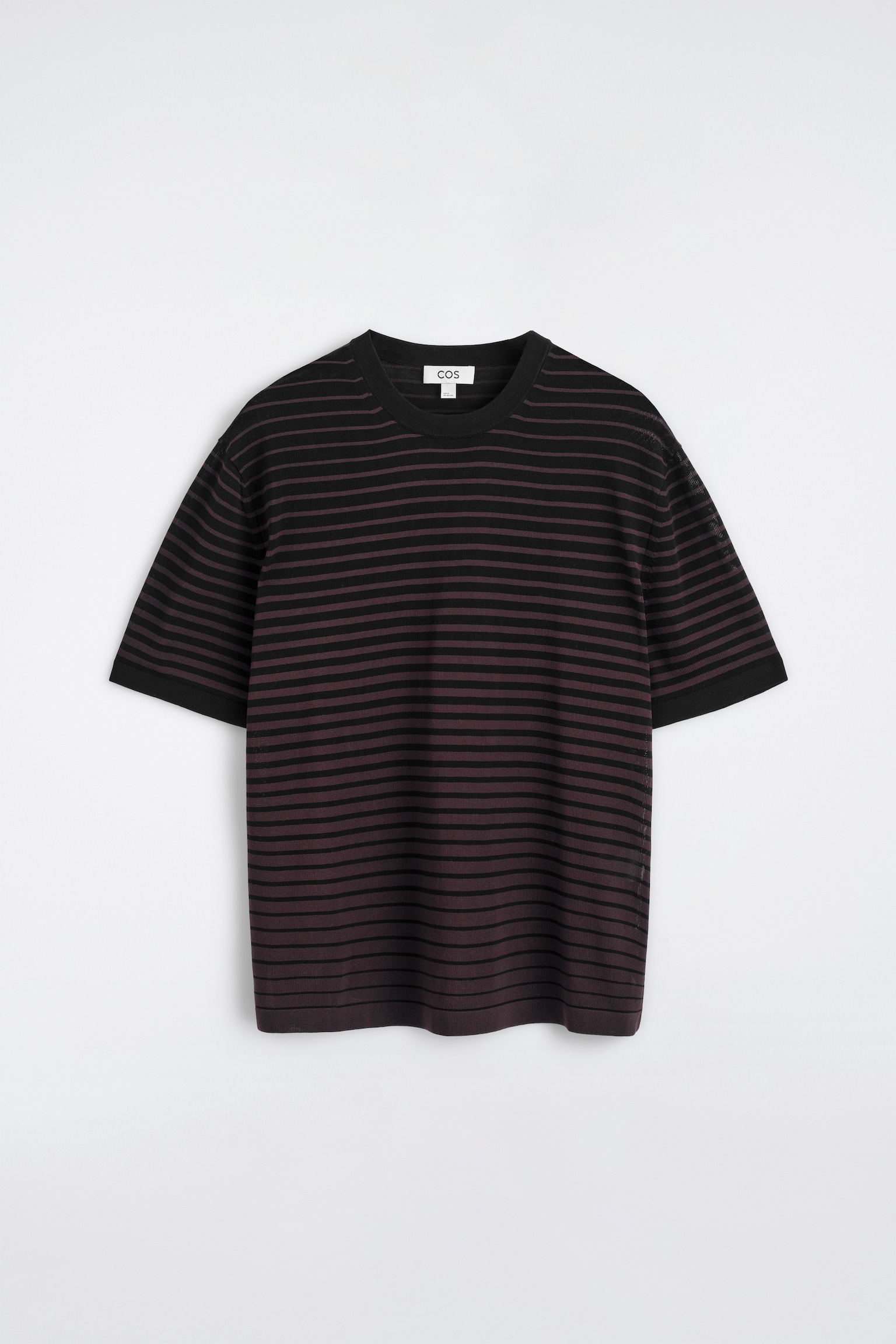 T-SHIRT RAYÉ EN MAILLE DE COTON - BRUN / NOIR / RAYÉ - 1