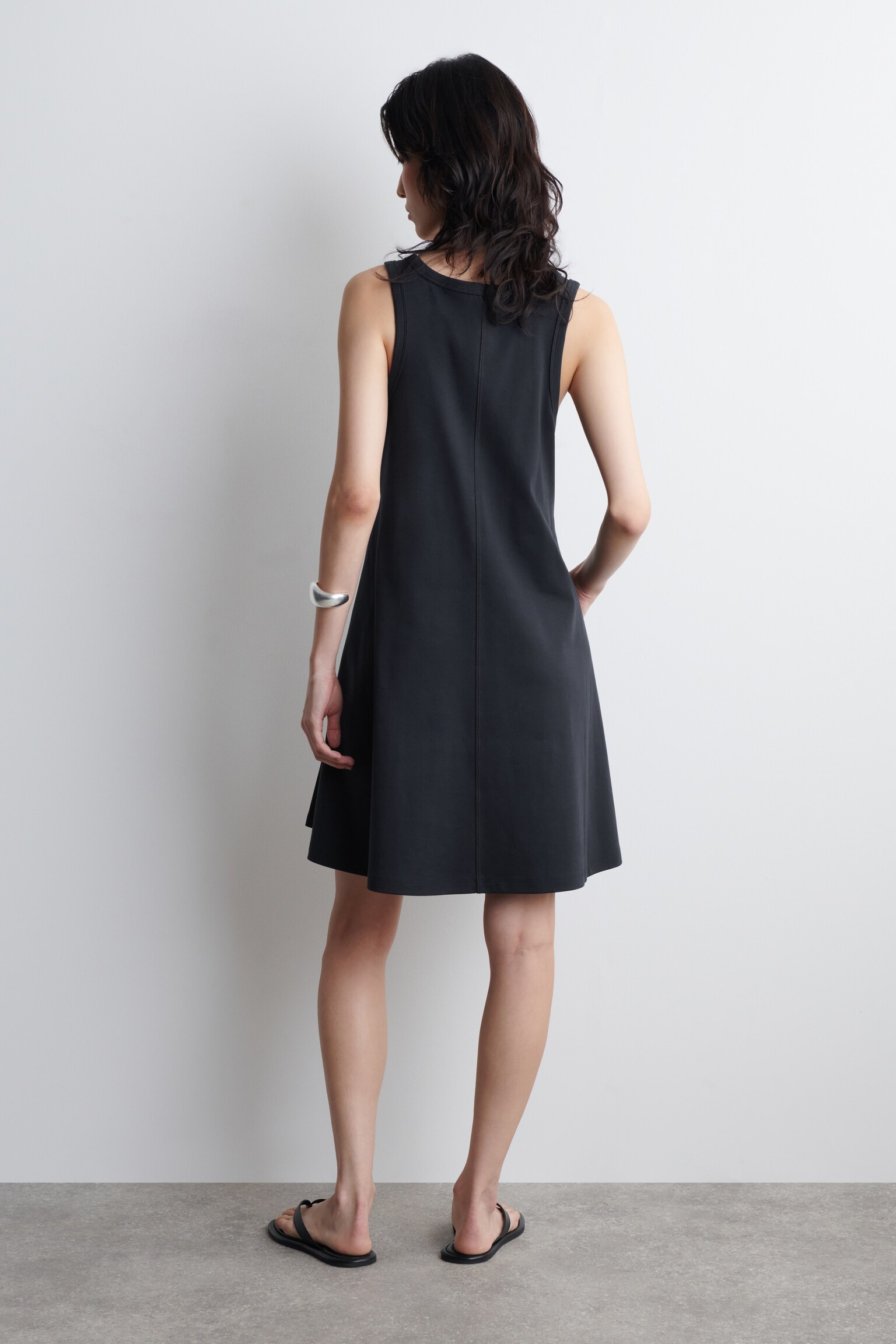 VESTIDO CORTO DE ALGODÓN DE TIRANTES - AZUL MARINO/ROJO OSCURO - 4