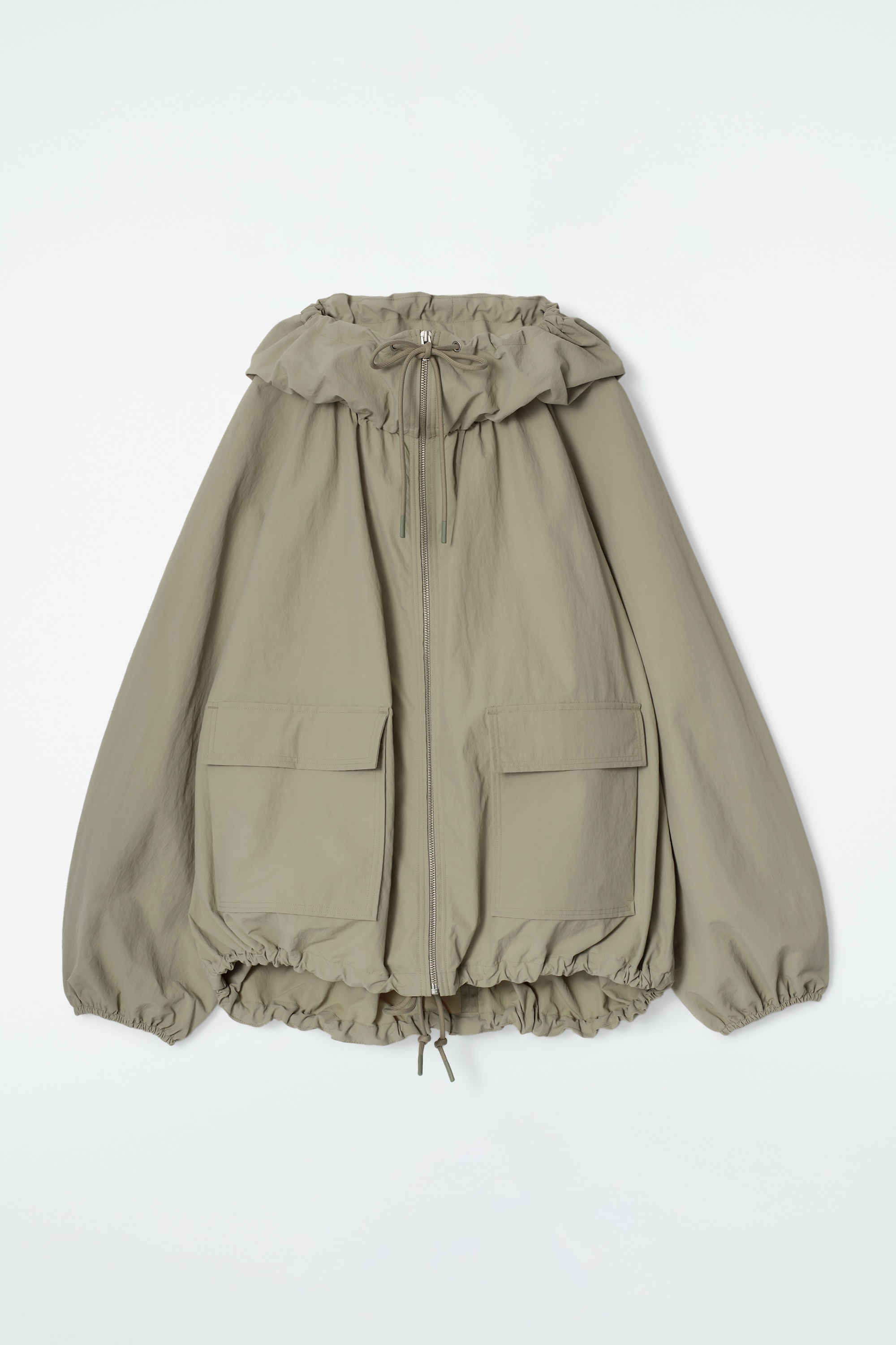 VESTE PARKA À CAPUCHE EN TISSU TECHNIQUE - TAUPE