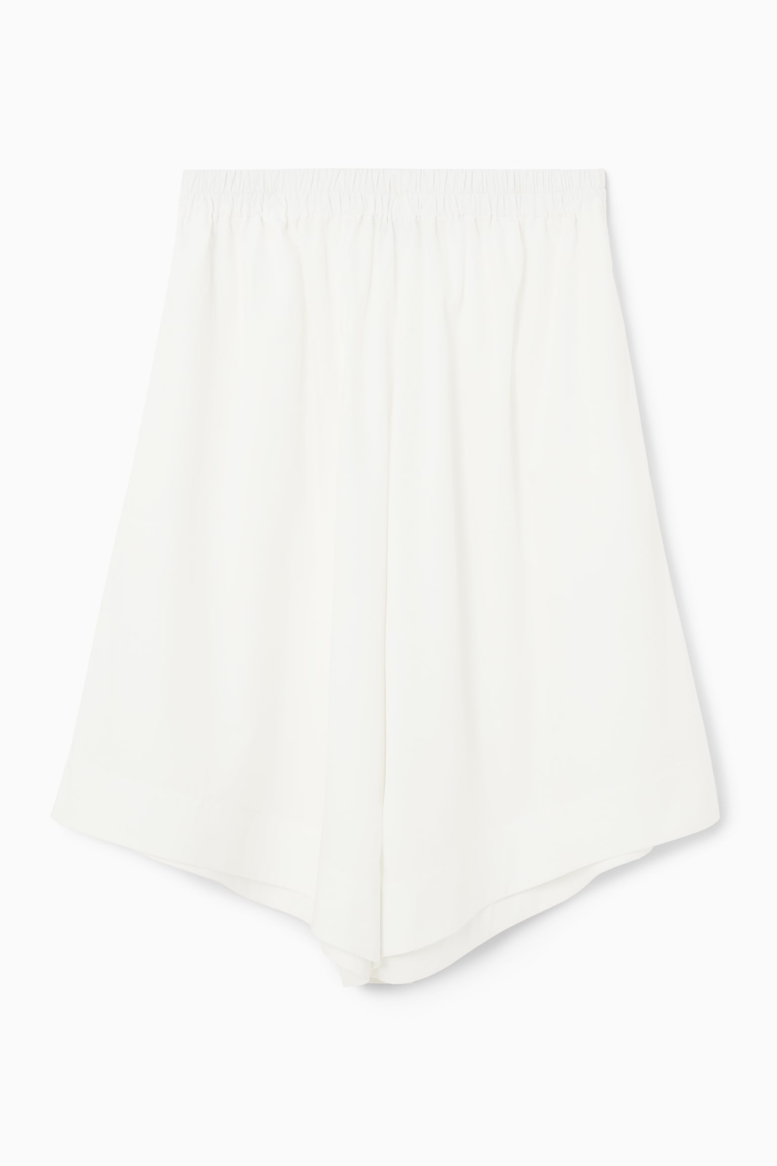 GATHERED WIDE-LEG SHORTS - WHITE/BLACK