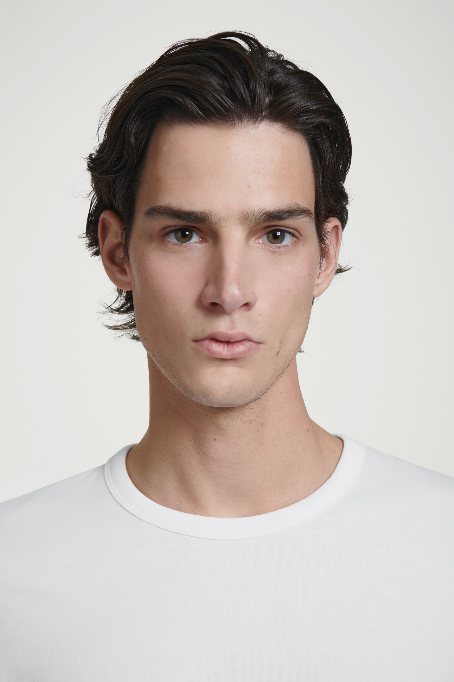 T-SHIRT EN COTON BROSSÉ - BLANC/BEIGE/BLEU MARINE/BORDEAUX/NOIR/TAUPE FONCÉ/TAUPE - 3