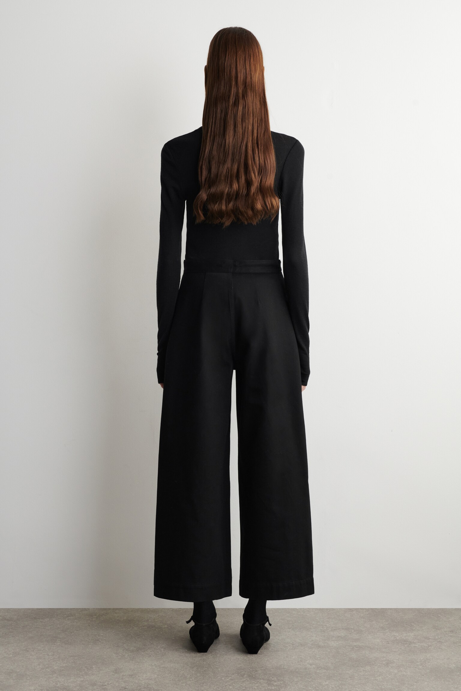 PANTALON COURT LARGE EN DENIM - NOIR - 5
