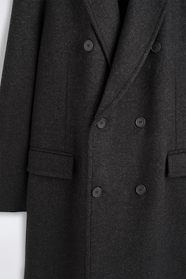 DOUBLE-BREASTED WOOL-BLEND LONG COAT — CHARCOAL MÉLANGE 6