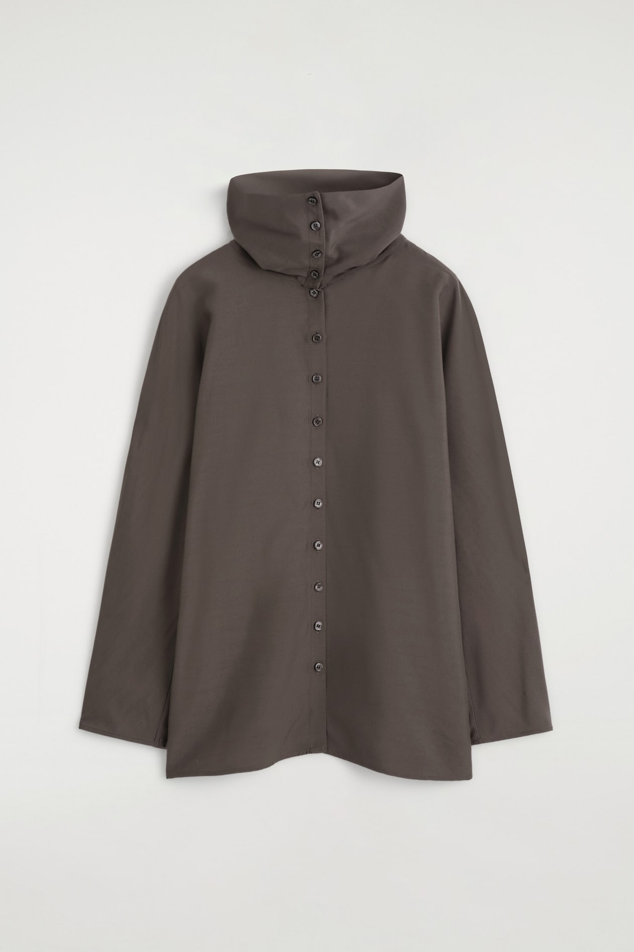 FLUID MOCK-NECK BLOUSE — GRAY