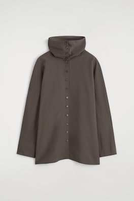 FLUID MOCK-NECK BLOUSE — GRAY 8