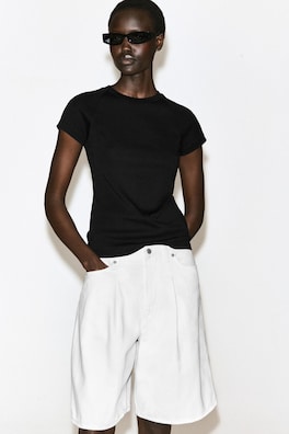 WIDE-LEG DENIM SHORTS — WHITE 2