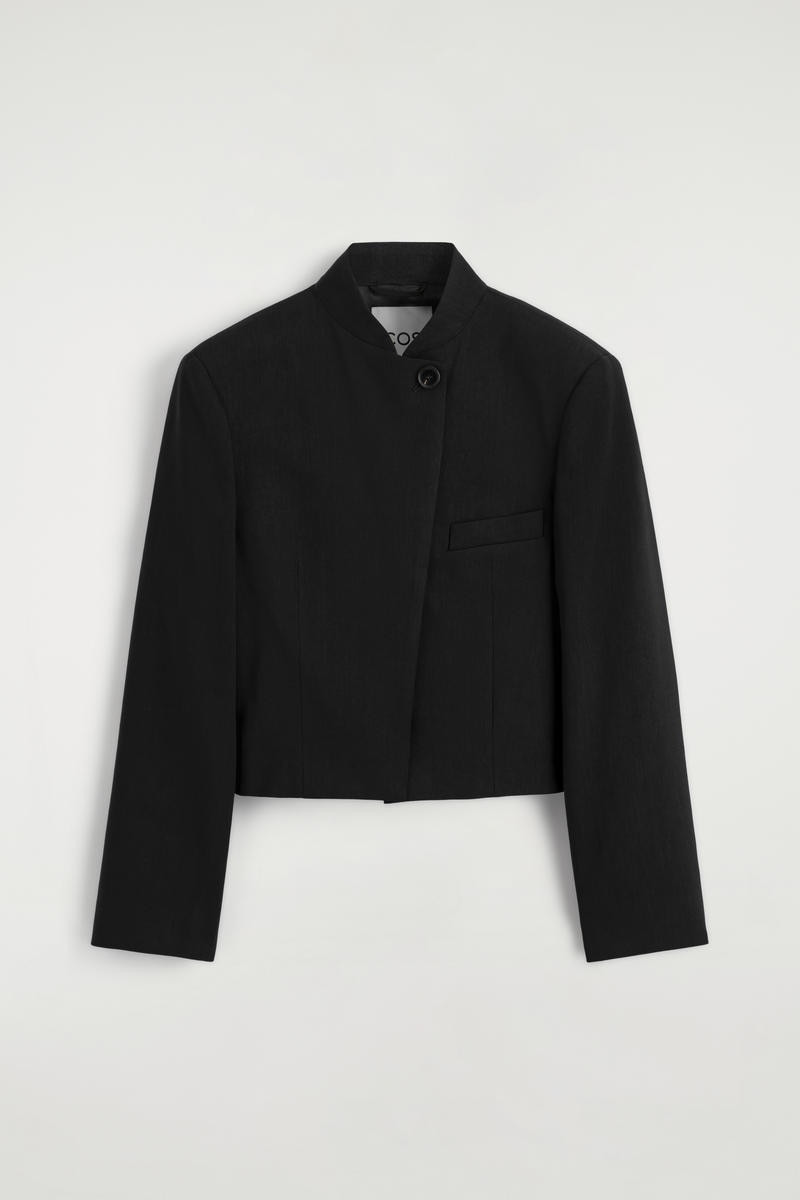 Cropped Structured Linen Blazer