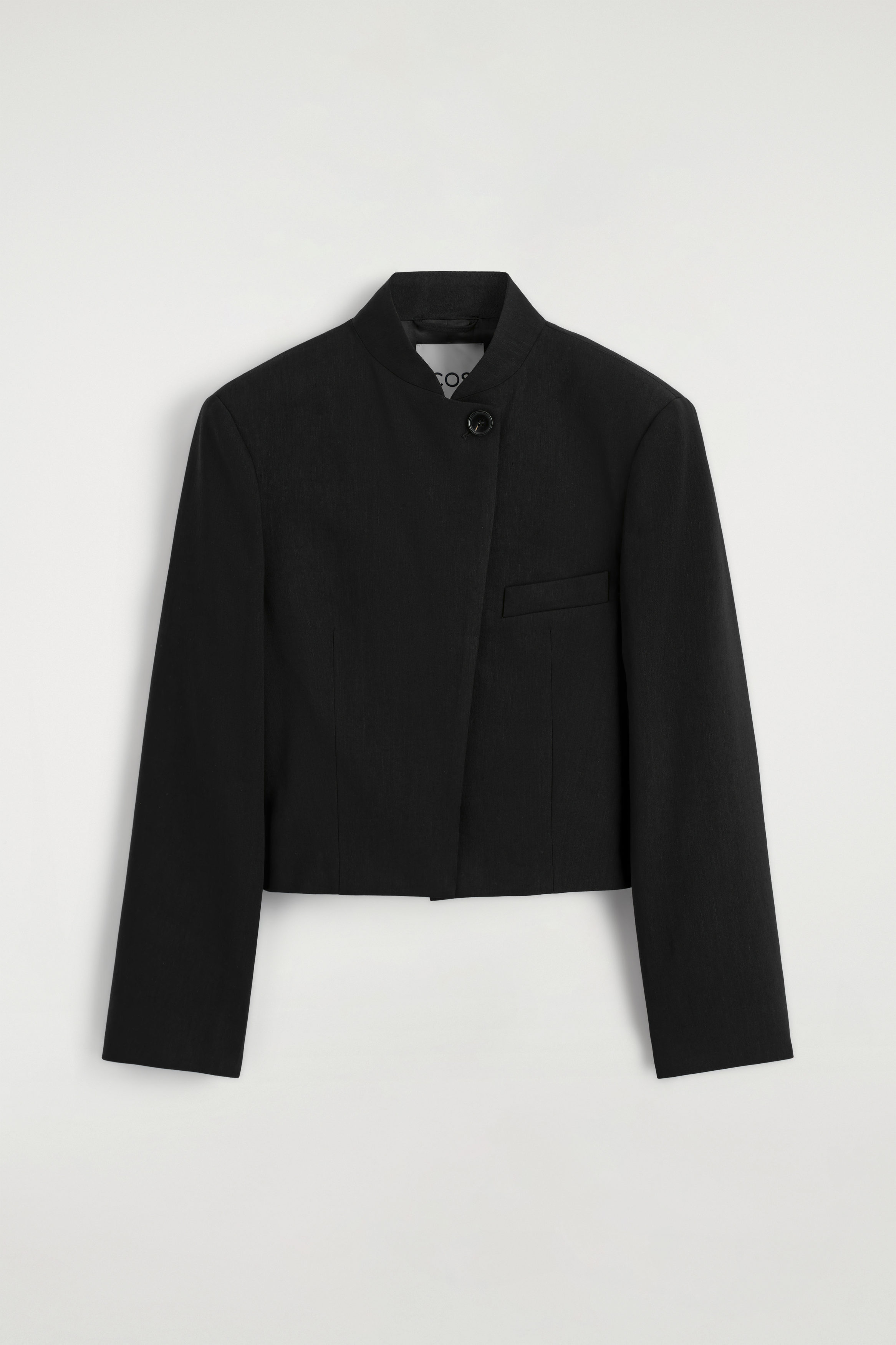 CROPPED STRUCTURED LINEN BLAZER - BLACK | COS CA