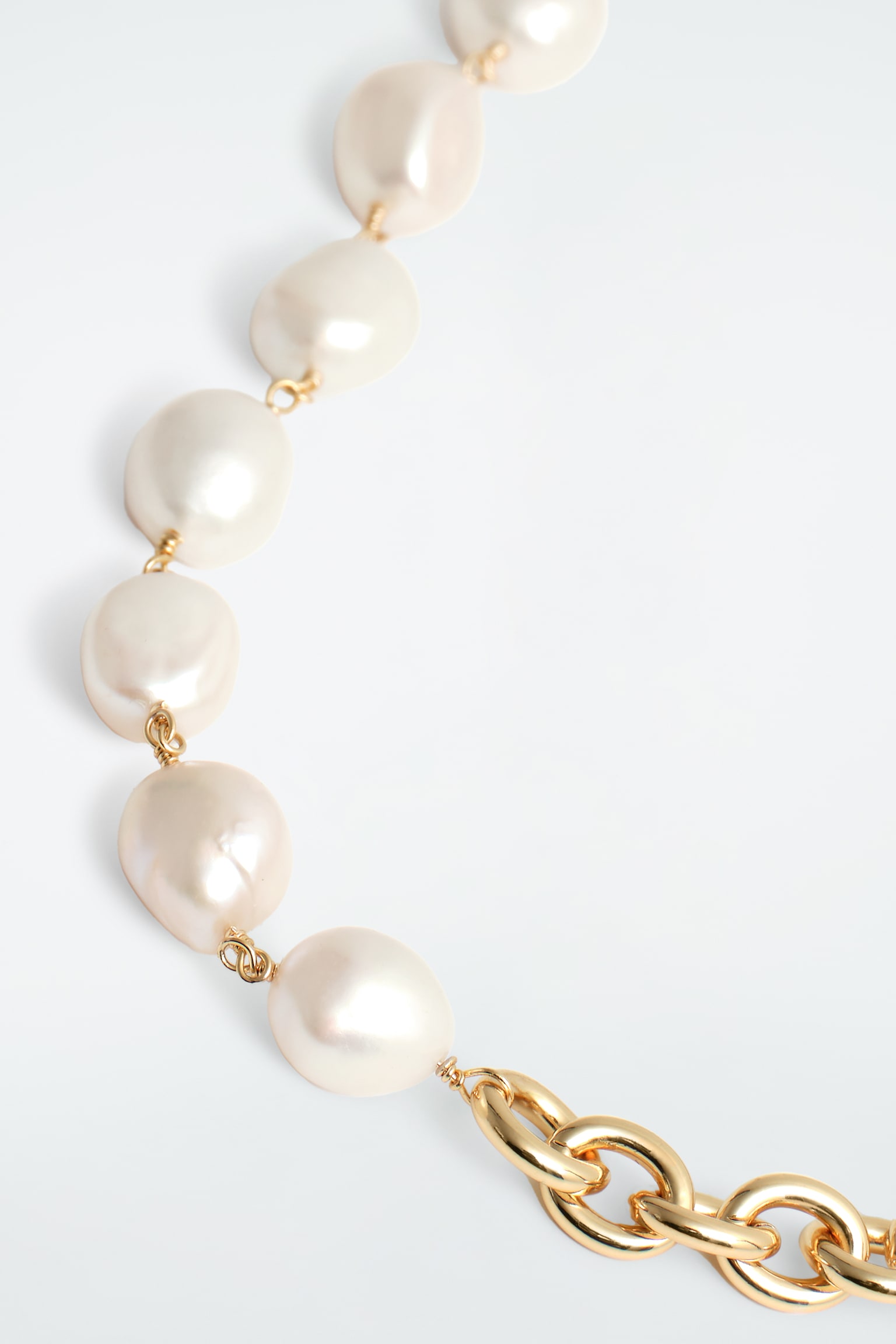 COLLAR DE CADENA DE PERLAS DE AGUA DULCE - ORO/PERLA - 3