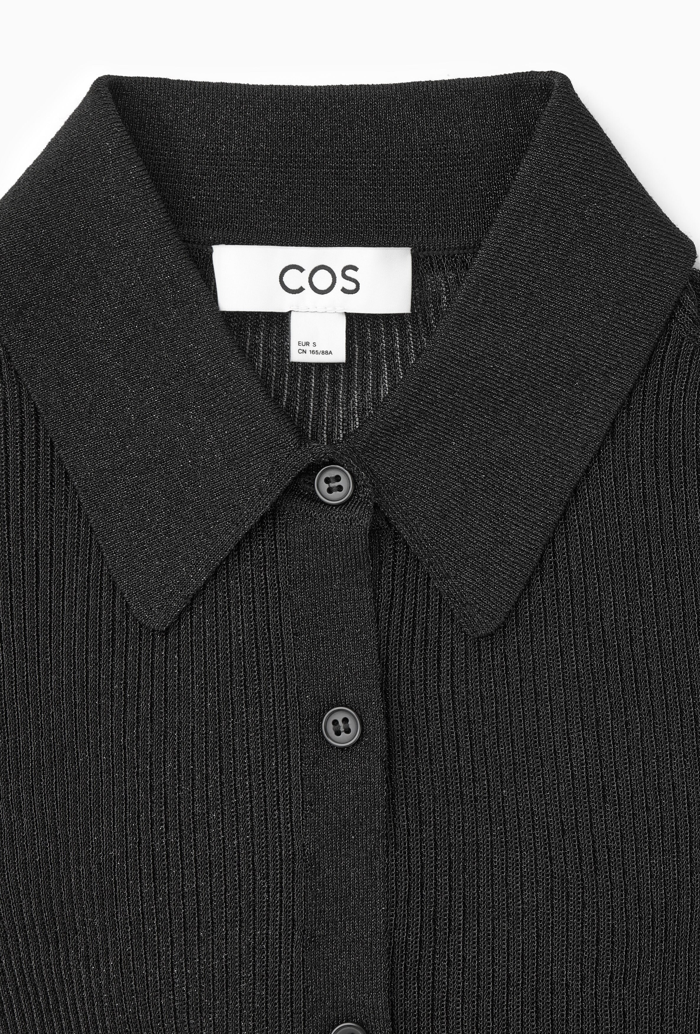 SPARKLY RIBBED-KNIT SHIRT - BLACK | COS