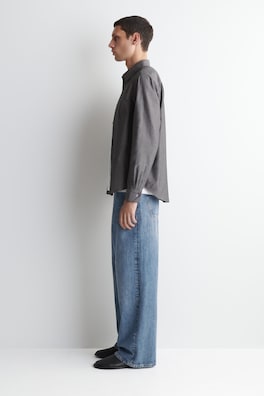 COTTON-CHAMBRAY SHIRT — GRAY MÉLANGE 3