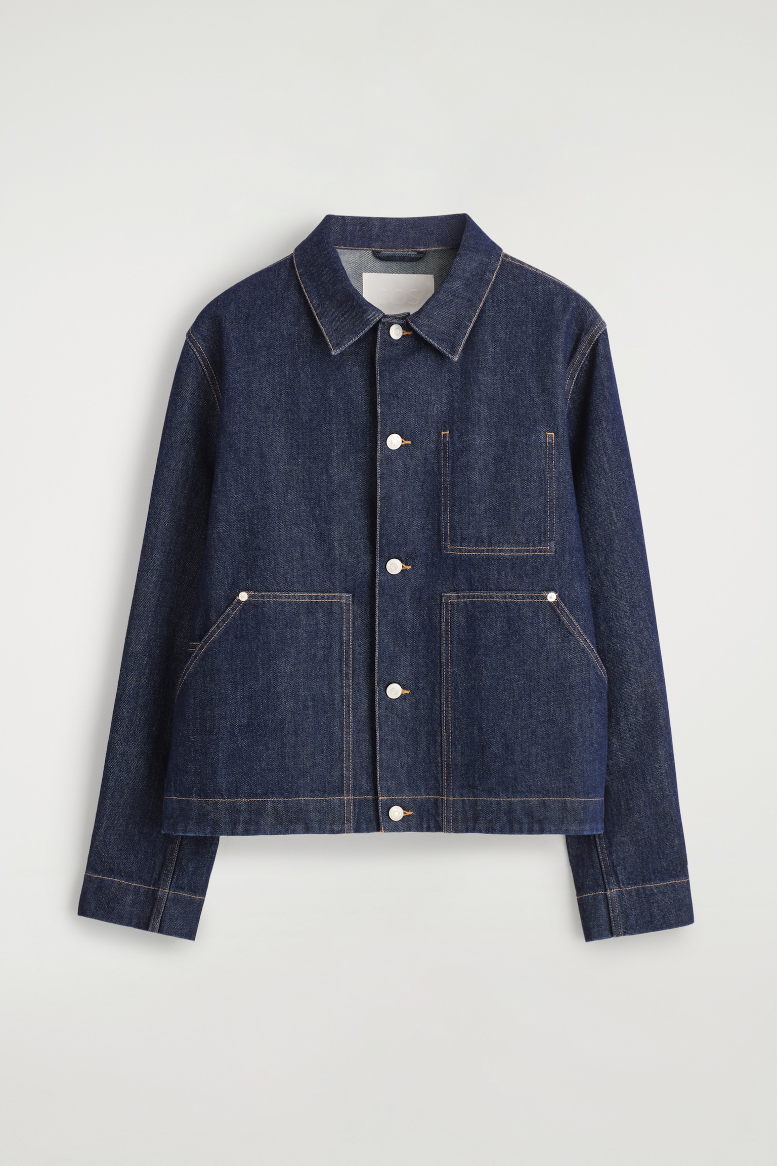 CHAQUETA DE DENIM LAVADO - AZUL OSCURO/BEIGE - 2