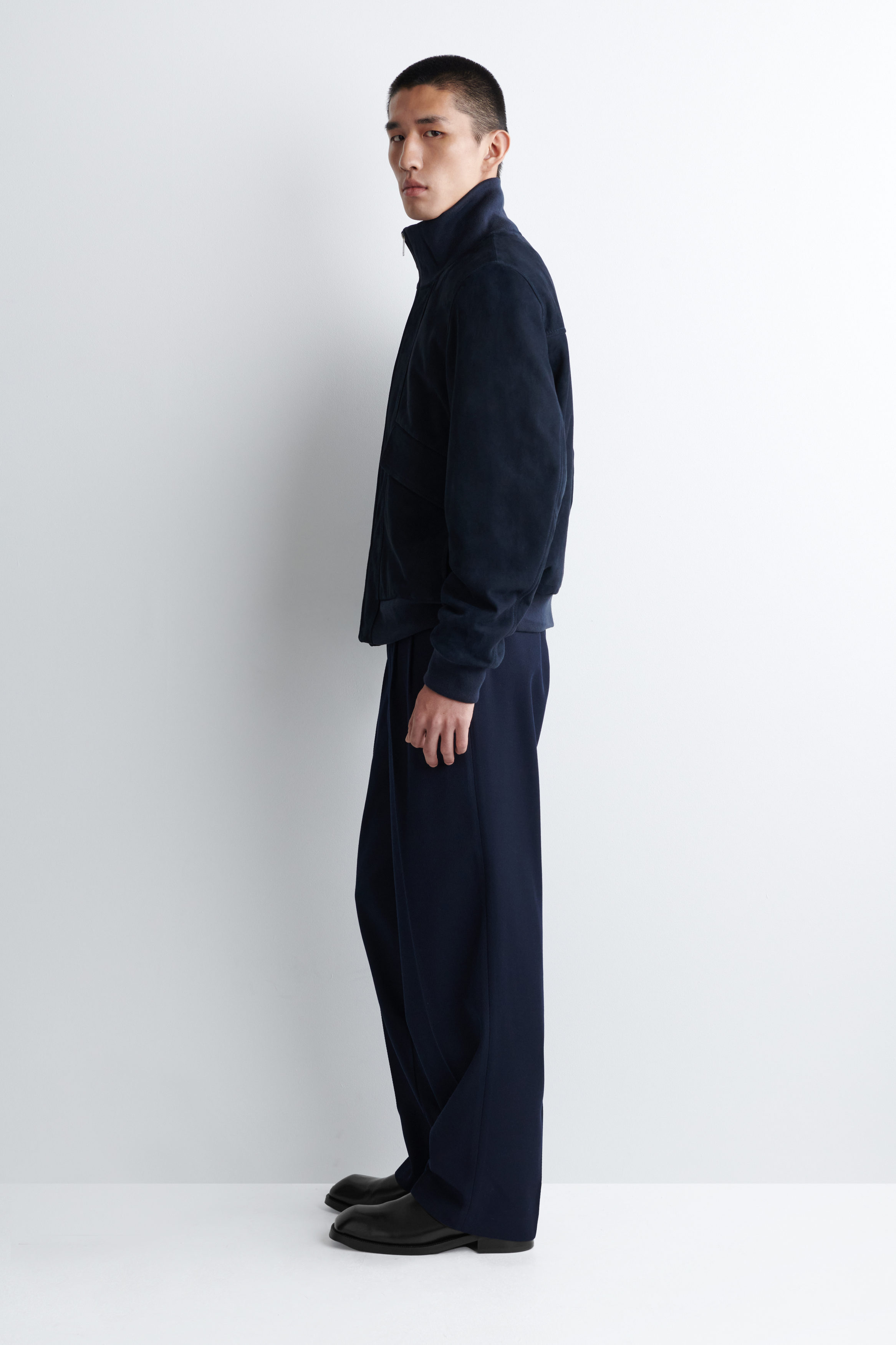 SUEDE FLIGHT JACKET - NAVY | COS US