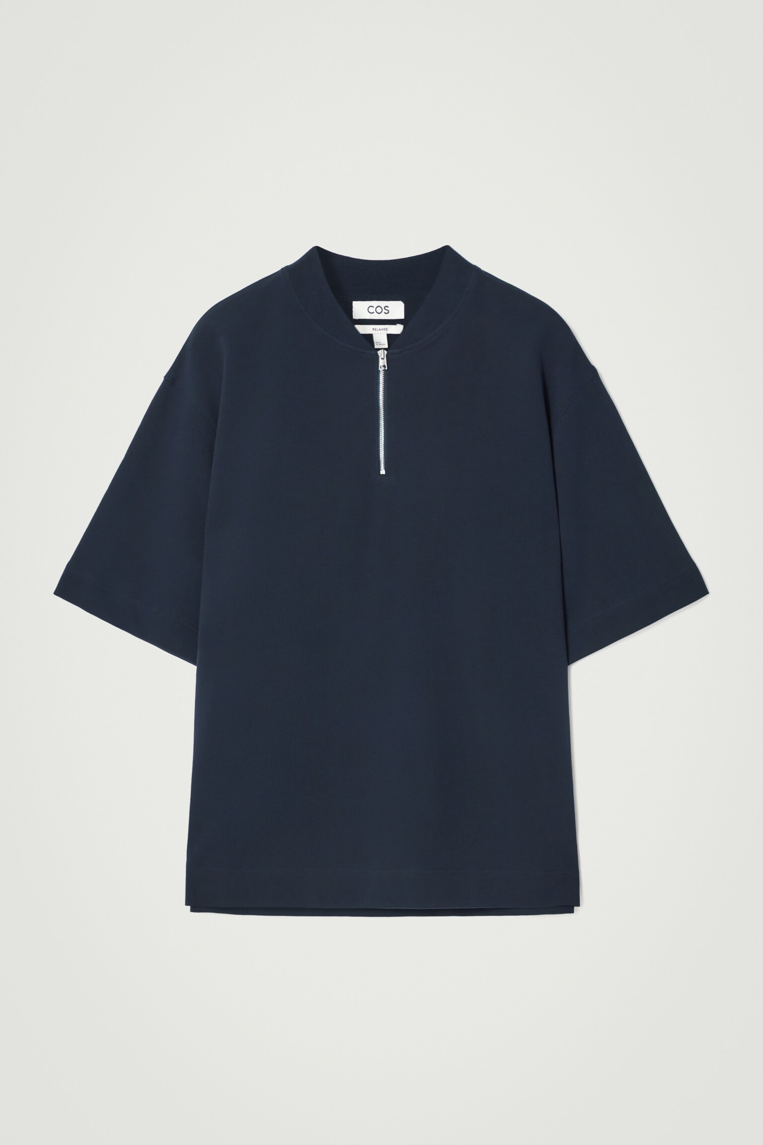 CAMISETA DE ALGODÓN CON MEDIA CREMALLERA - AZUL MARINO/BLANCO - 2