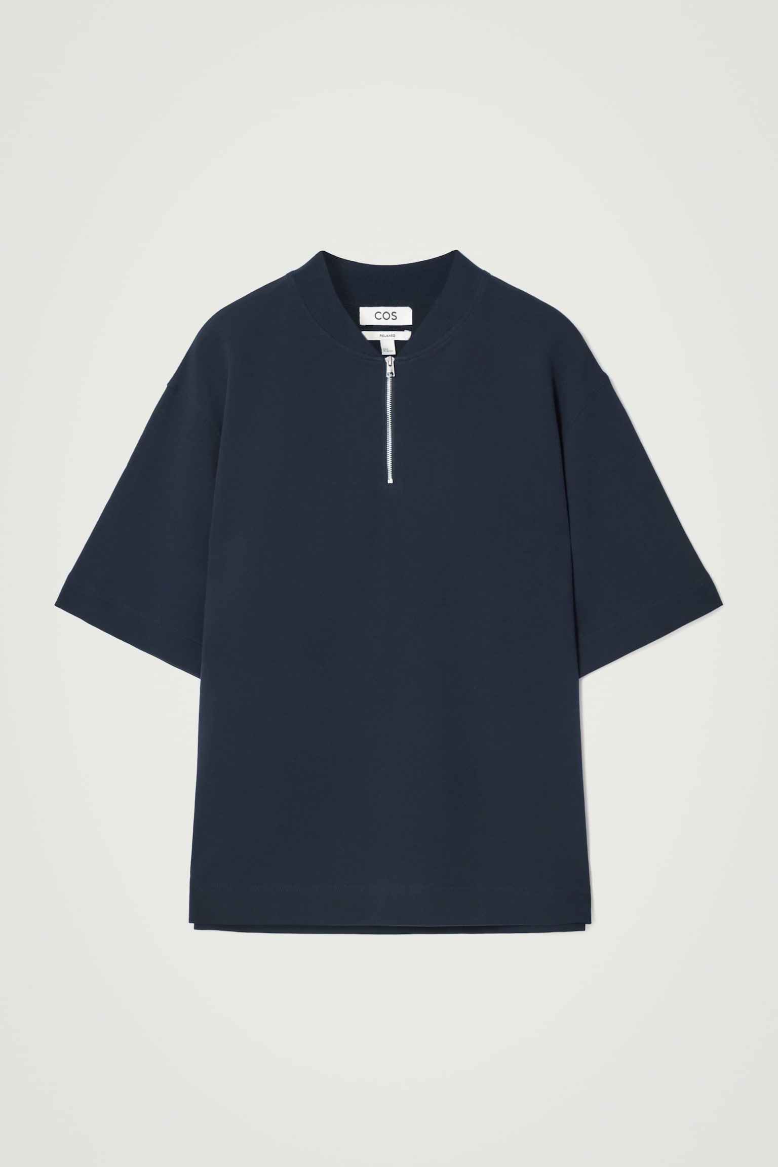HALF-ZIP COTTON T-SHIRT - NAVY/WHITE - 2