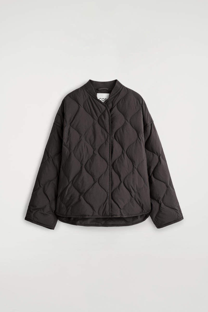 Cos Oversized Quilted Jacket In Gray