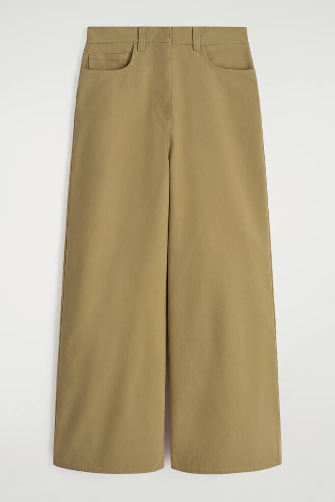 COTTON CROPPED WIDE-LEG TROUSERS - CAMEL - 1