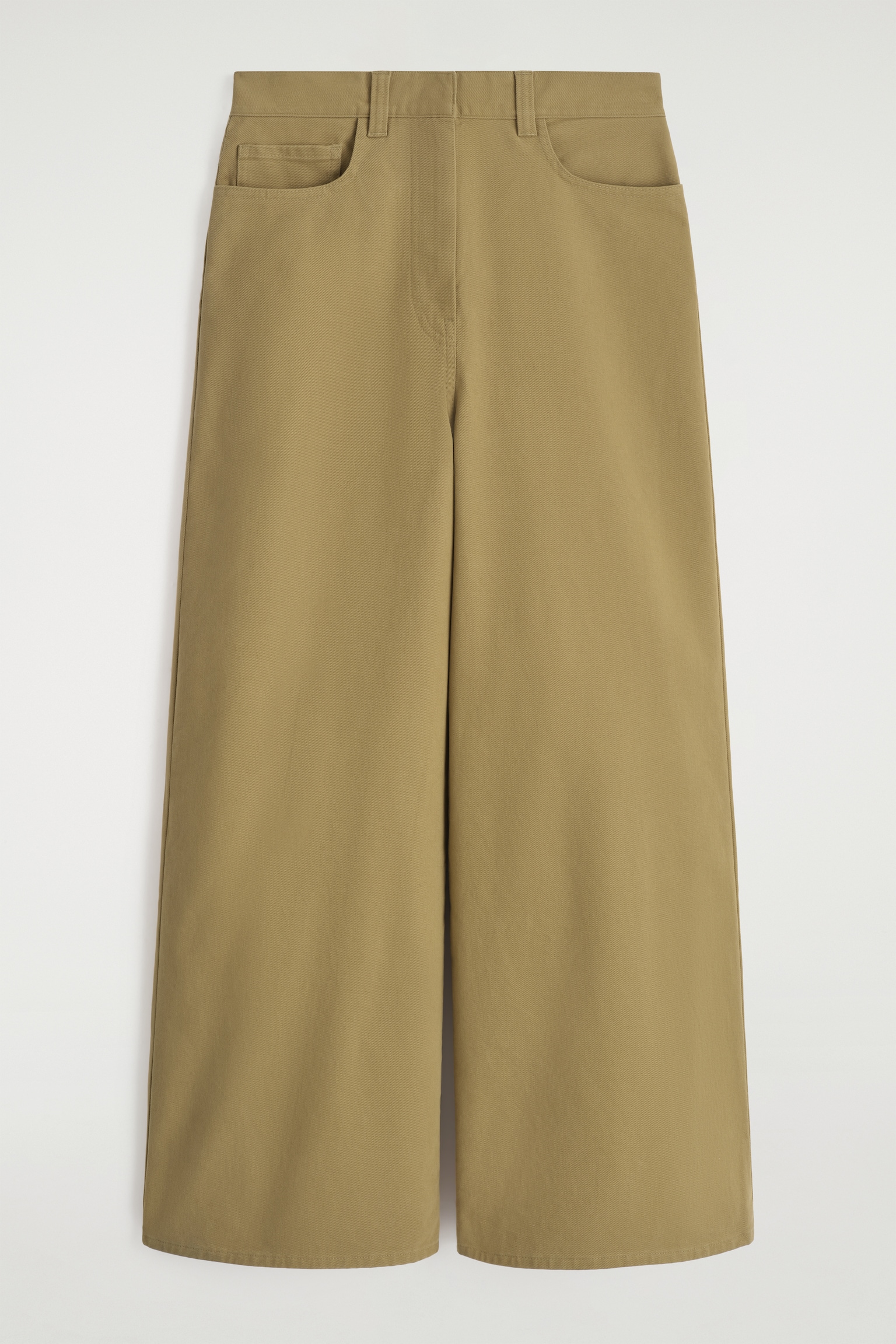 PANTALON LARGE COURT EN COTON - CAMEL/BLEU MARINE - 2
