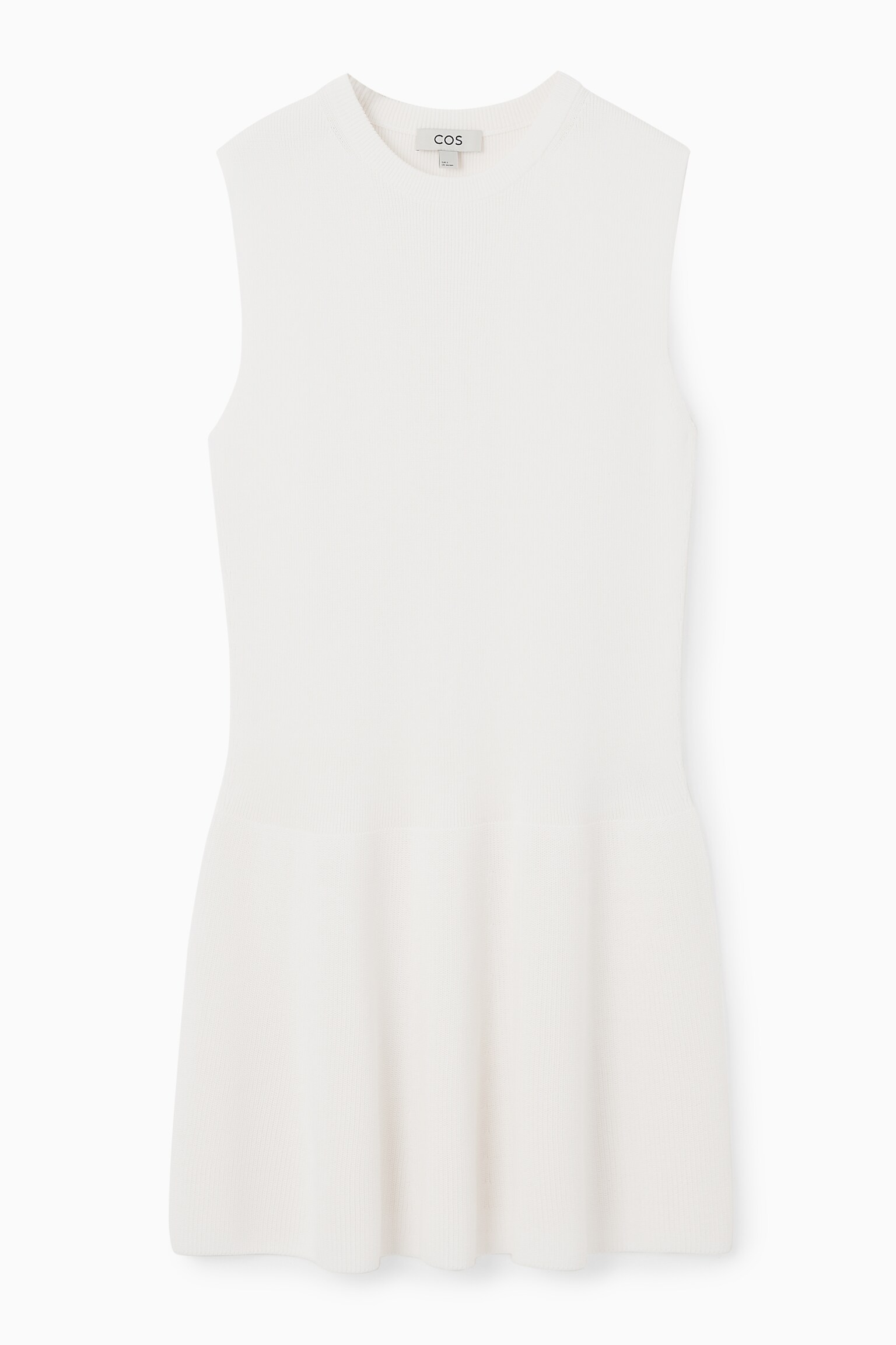 RIBBED-KNIT DROPPED-WAIST MINI DRESS - WHITE