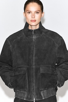 CORDED SUEDE PADDED JACKET — ANTHRACITE 7