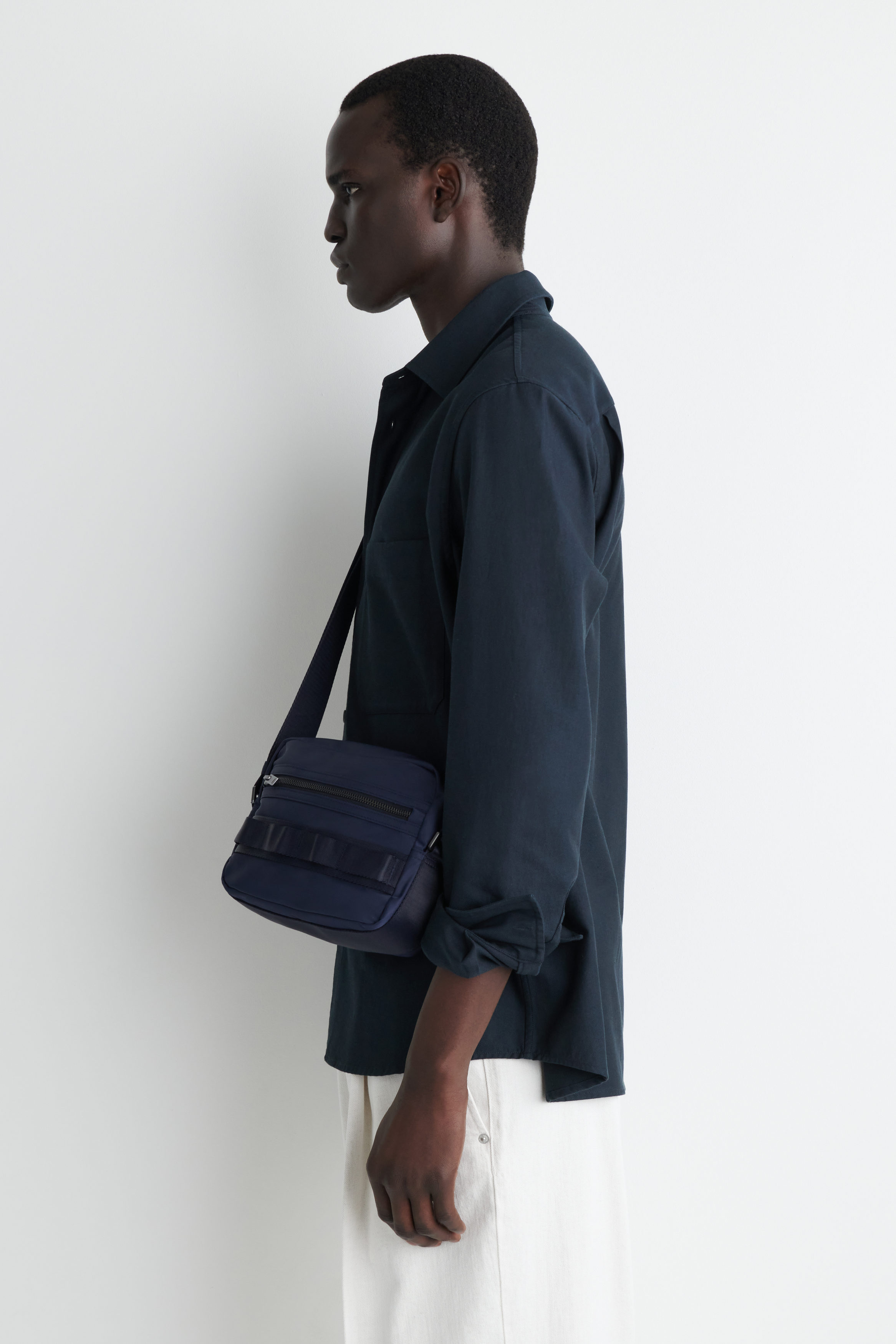 【COS】 High Shine Crossbody Bag Navy COS High-shine Shoulder Bag in Gray | Lyst