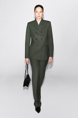 TAILORED TWILL FLARED PANTS — KHAKI 2