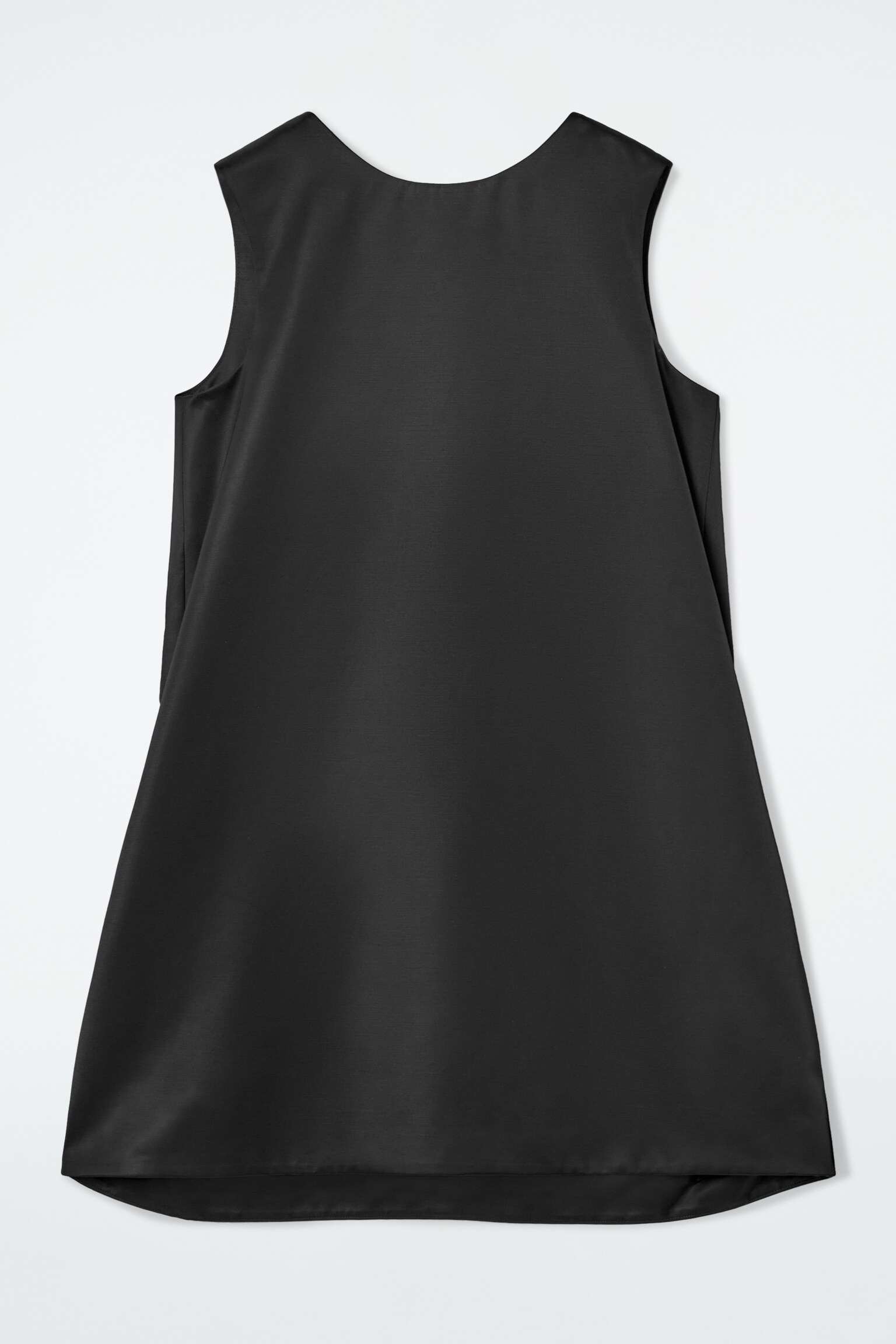 SATIN RACER-NECK MINI DRESS - BLACK/OYSTER