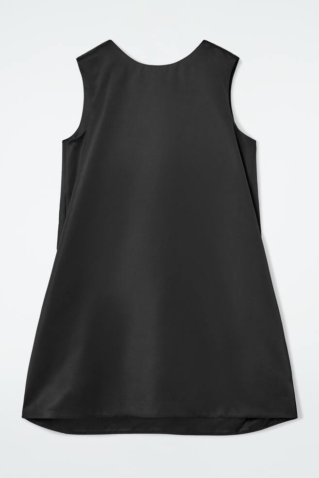 SATIN RACER-NECK MINI DRESS - BLACK - 1