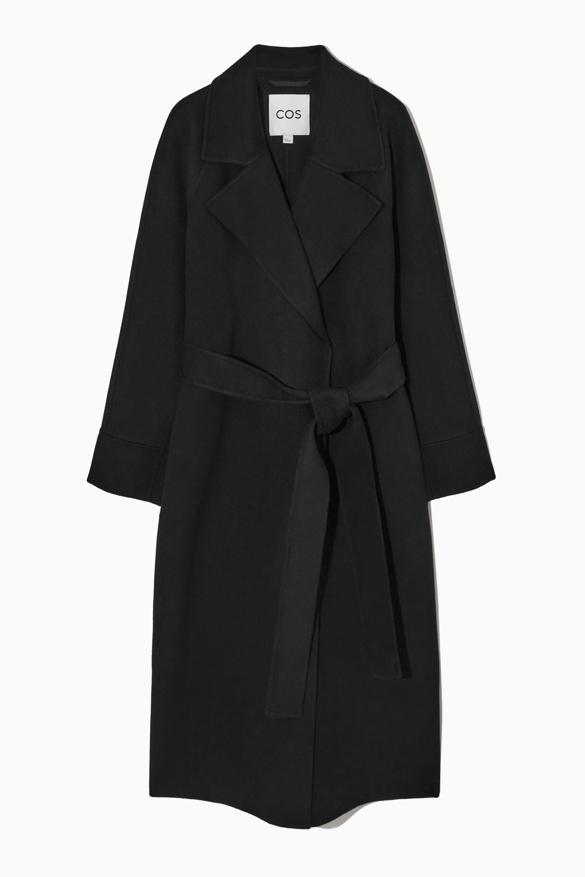 [LOW CLASSIC] / ☆ 24FW SOFT WOOL TWILL WRAP COAT / BLACK BELTED DOUBLE-FACED WOOL COAT - BLACK | COS