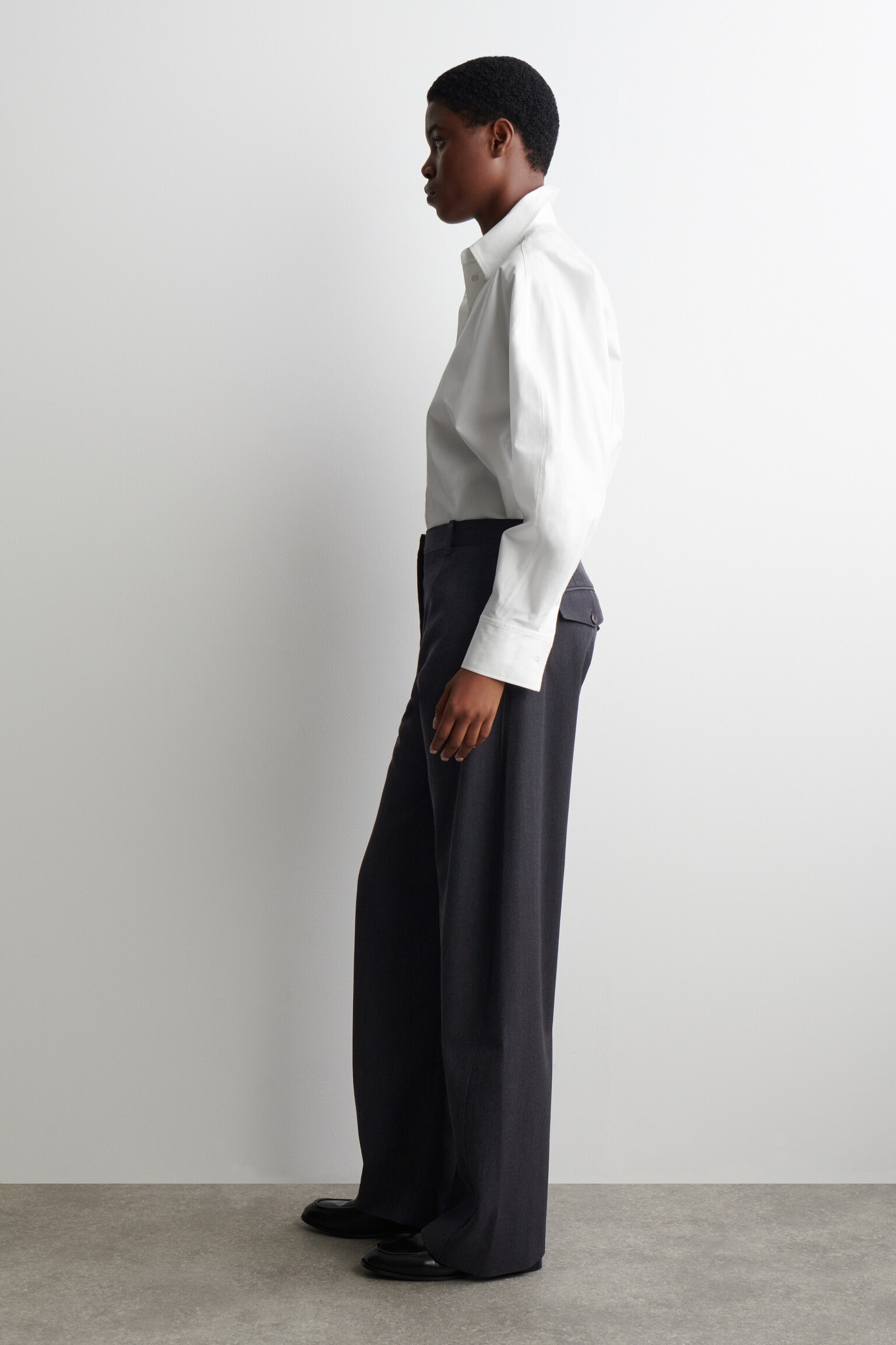 PANTALONI IN MISTO LANA DAL TAGLIO BARREL - ANTRACITE - 5