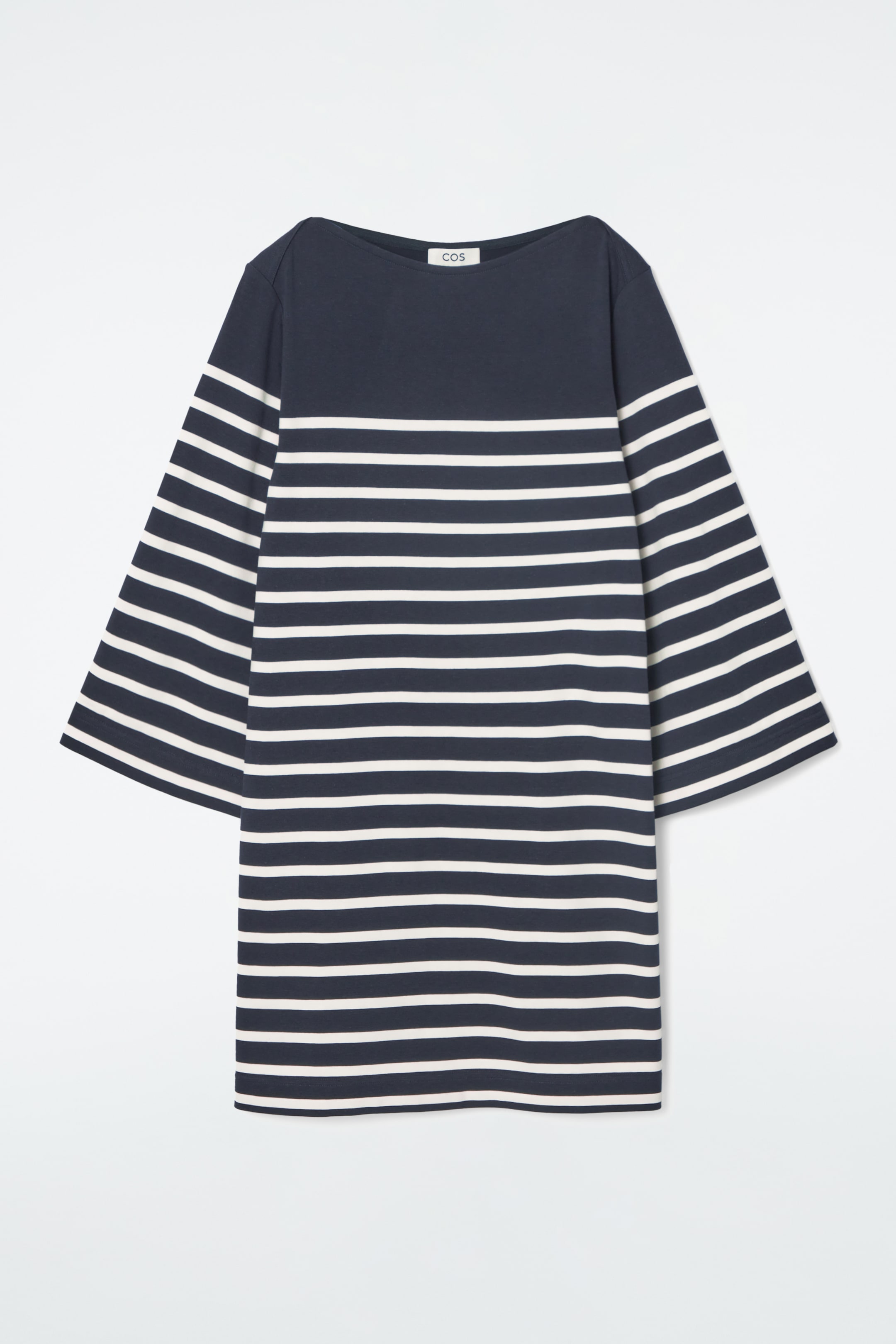 Grösseres Bild ansehen: T-SHIRT-KLEID IN MINILÄNGE MIT U-BOOT-AUSSCHNITT - NAVYBLAU/GESTREIFT - DAMEN | H&M CH 1