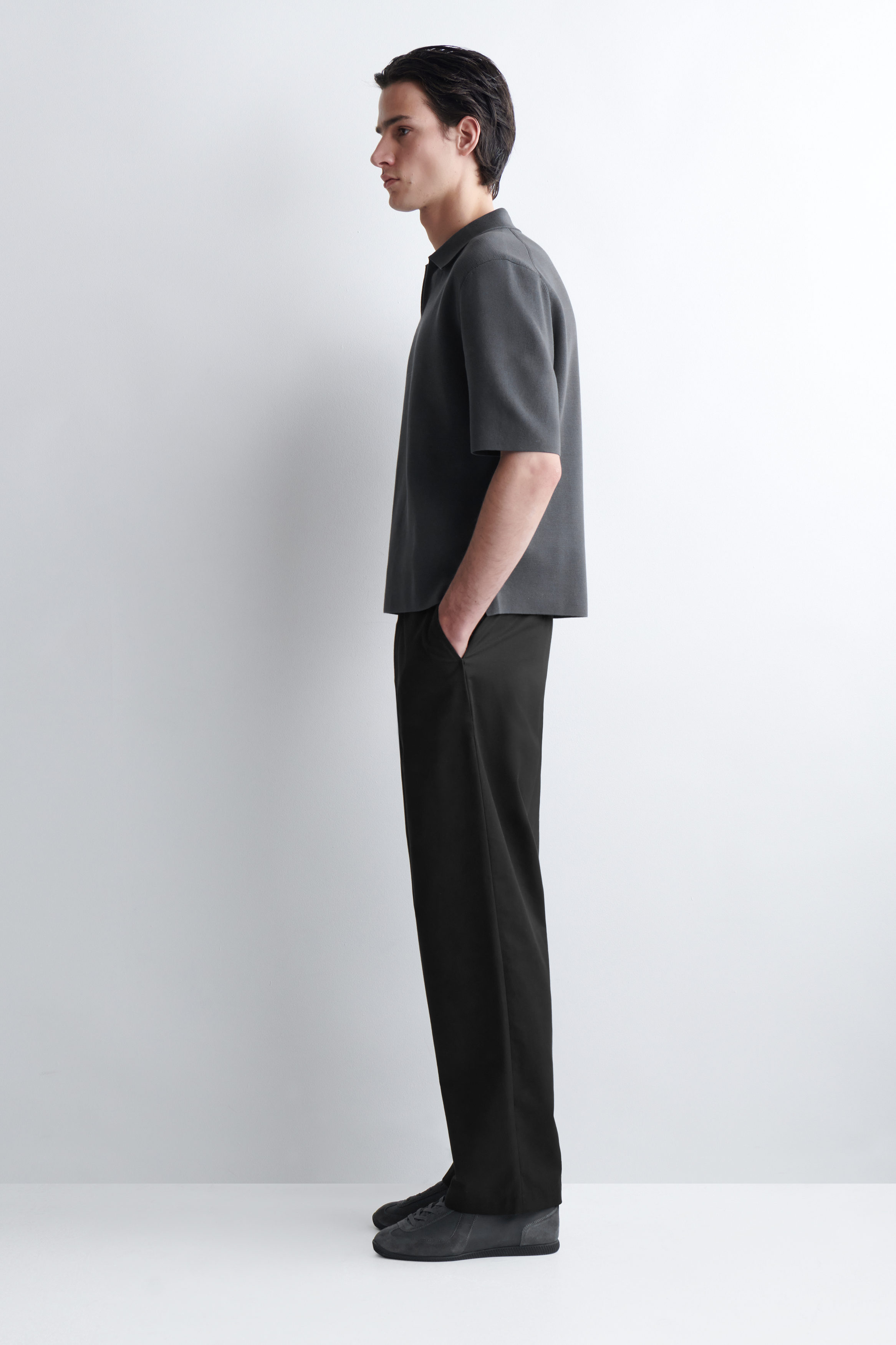 MILANO-KNIT COTTON POLO SHIRT - DARK GRAY | COS US