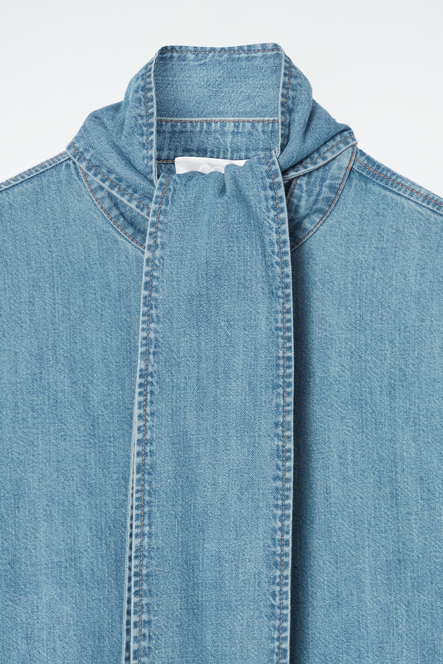 BLOUSE EN DENIM ENCOLURE À NOUER - BLEU POUDRÉ - 3