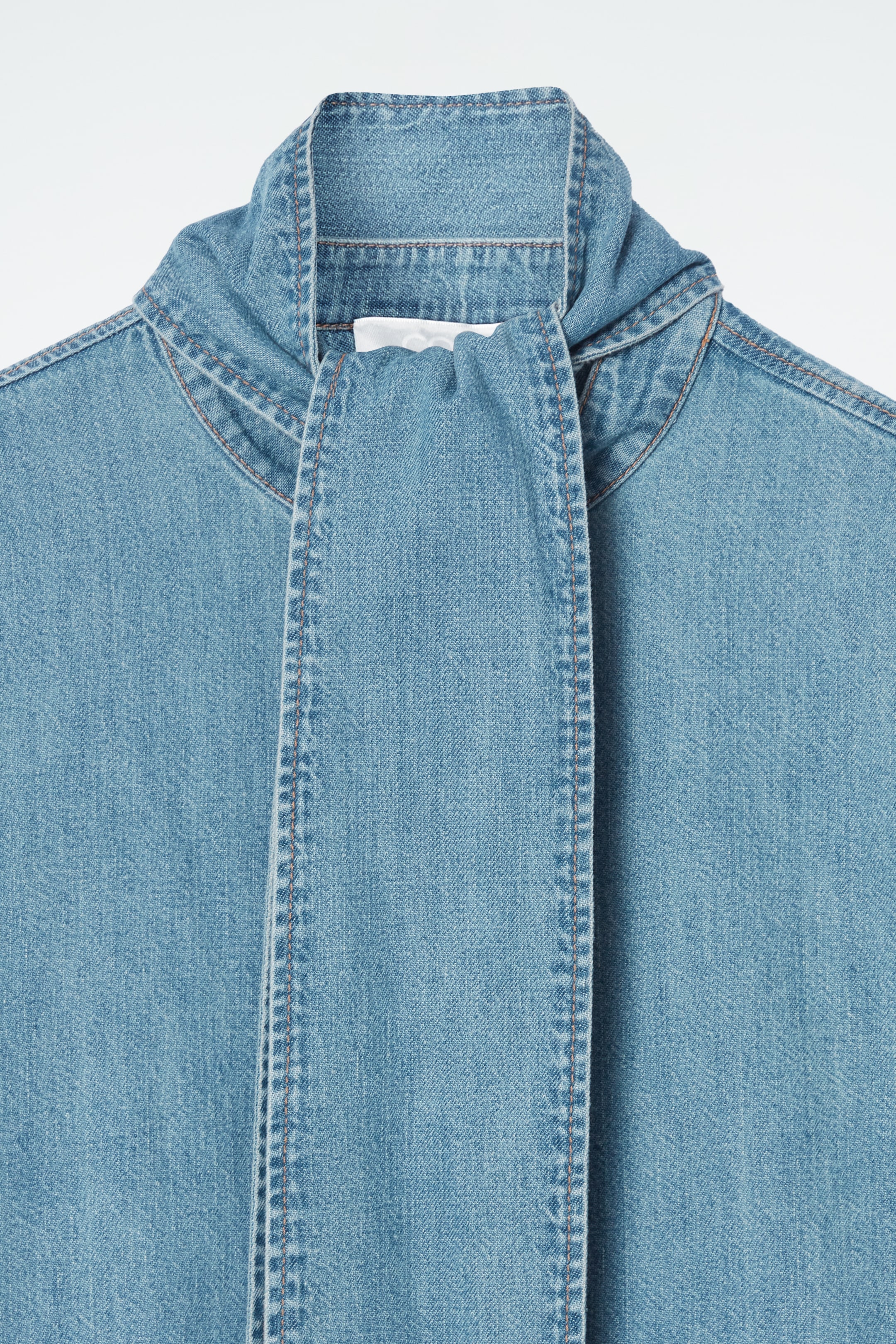 View larger image: NECK-TIE DENIM BLOUSE - DUSTY BLUE - Ladies | H&M GB 8