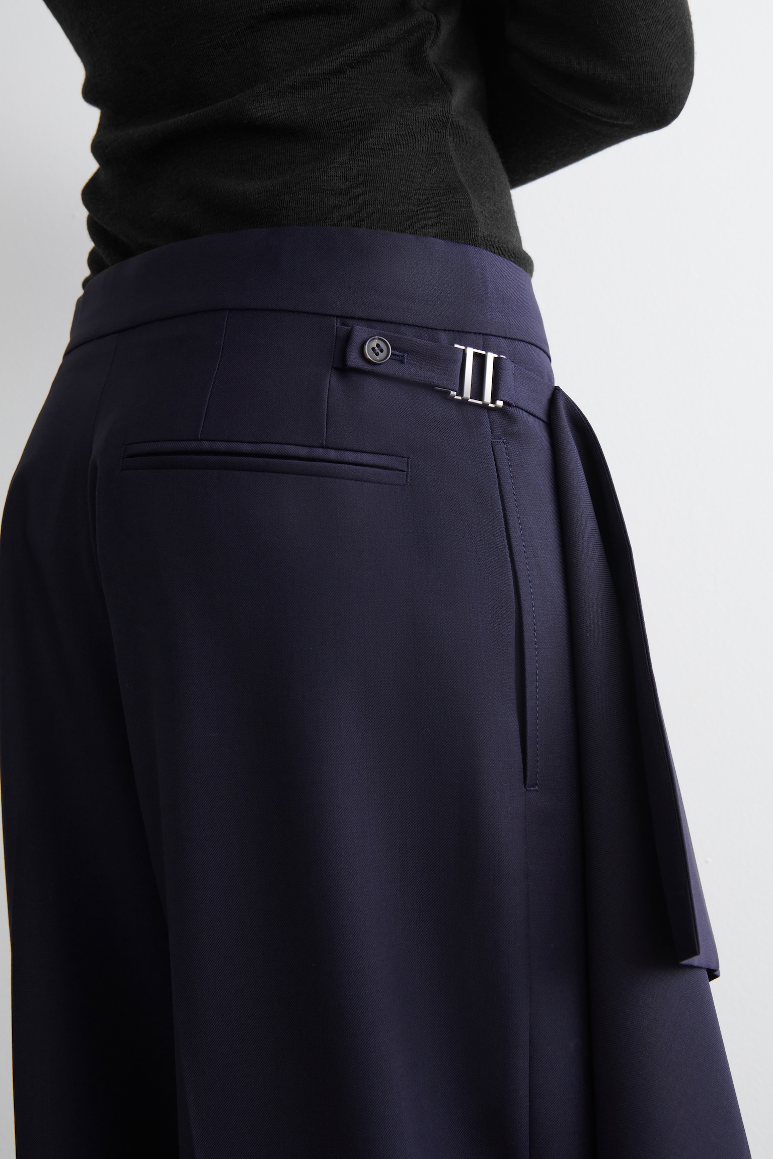 PANTALÓN CON FALDA DE LANA - AZUL MARINO - 3