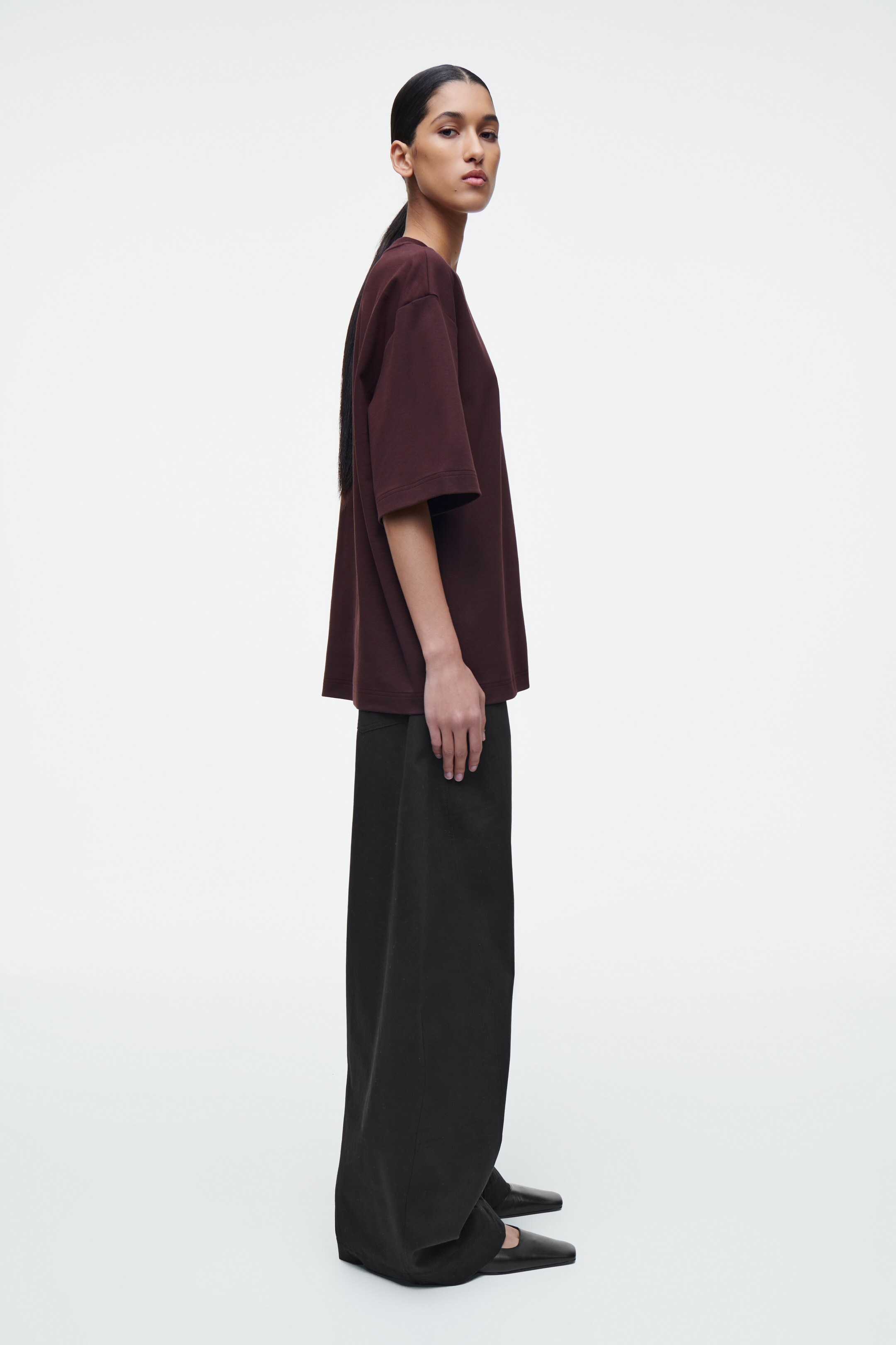 Visa större bild: OVERSIZE T-SHIRT I BOMULL - BURGUNDY - DAM | H&M SE 3