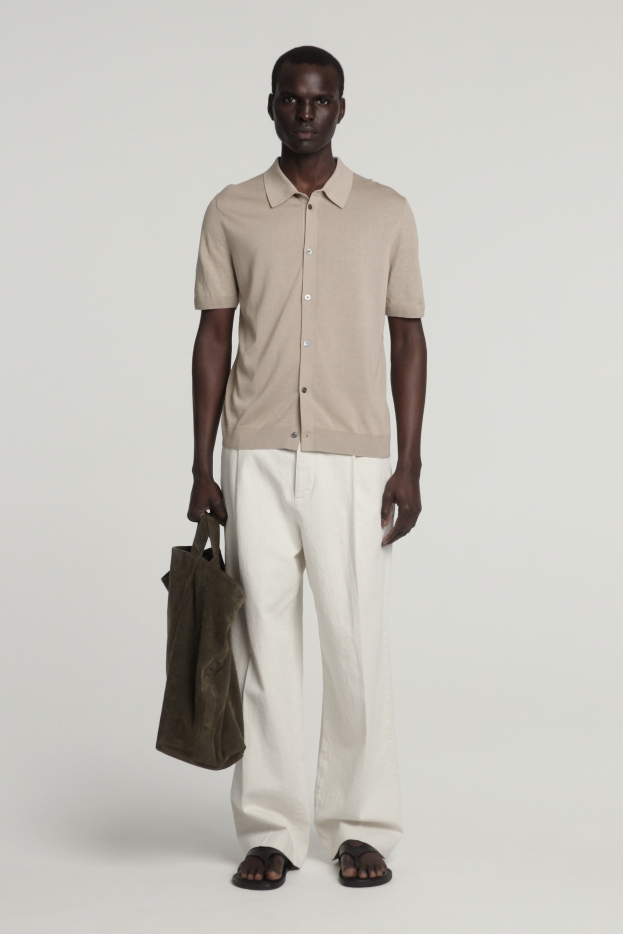 【限定値下】RonHerman/linen&silk shirts Crossover Blend Cotton Linen and Silk Polo Shirt SS25
