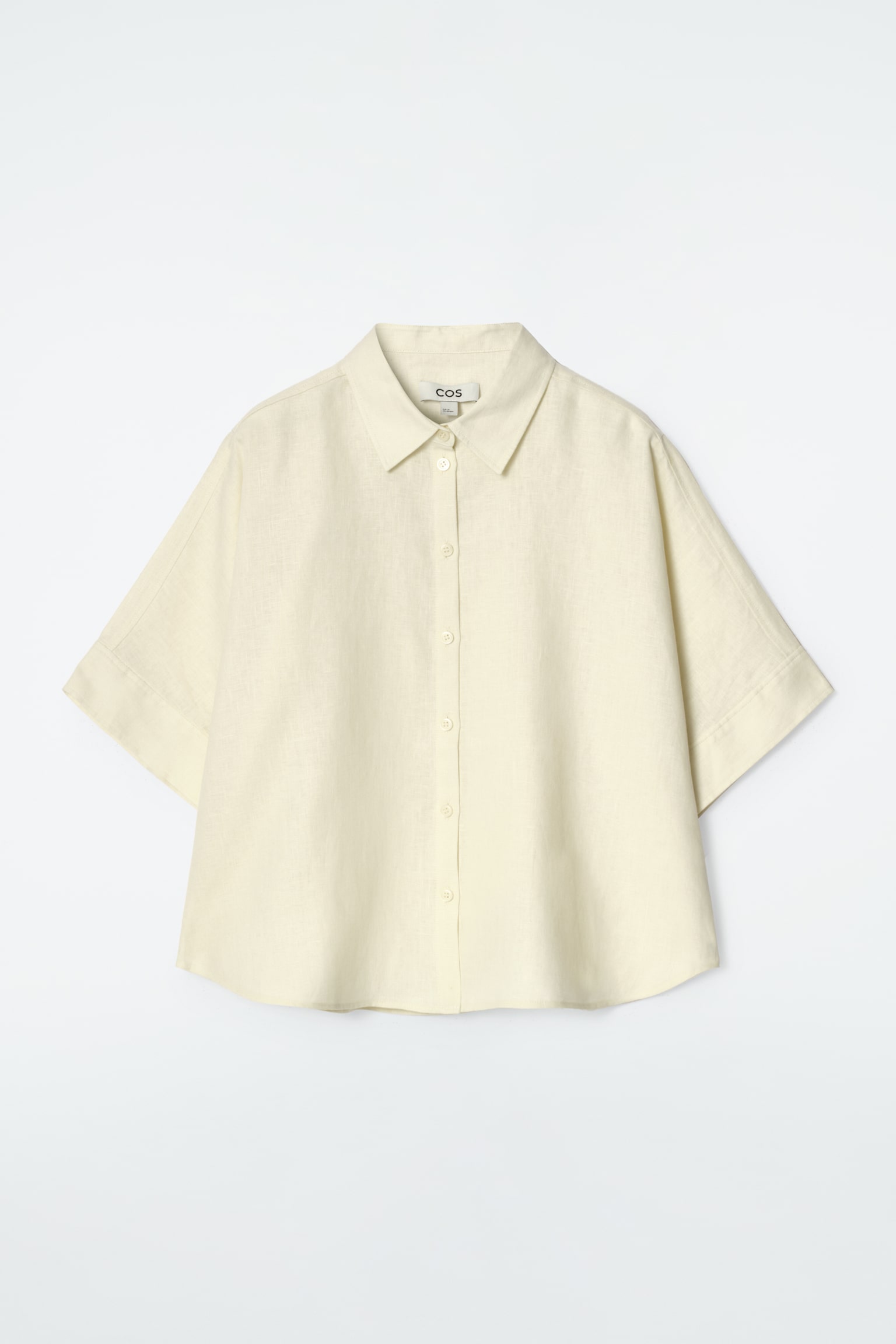 CHEMISE MANCHES COURTES SILHOUETTE CARRÉE EN LIN - JAUNE BEURRE/VERT/BLEU MARINE/BLANC - 2